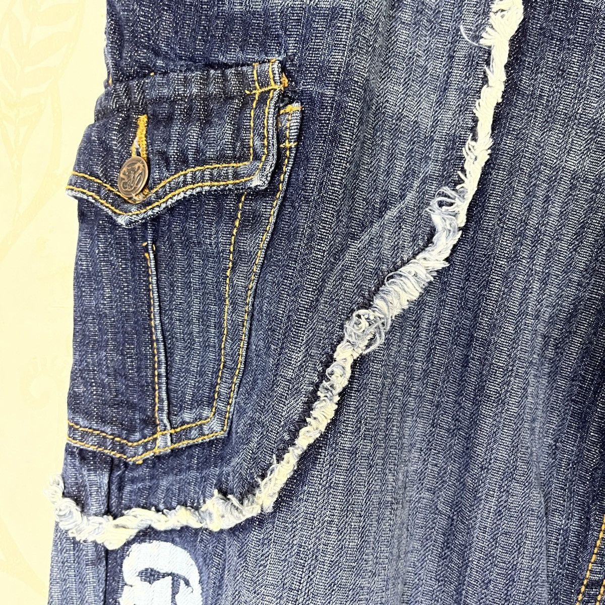 Vintage G-Tox Hickory Distressed Denim Jeans With Cargo Pockets Size US 34 / EU 50 - 12 Thumbnail