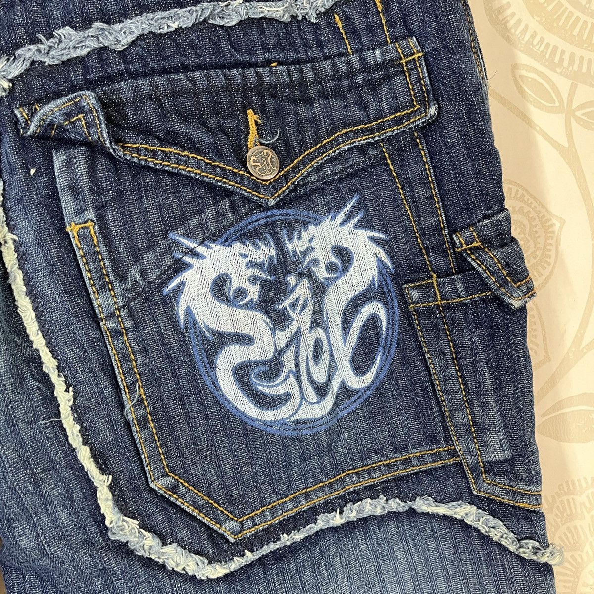 Vintage G-Tox Hickory Distressed Denim Jeans With Cargo Pockets Size US 34 / EU 50 - 21 Thumbnail