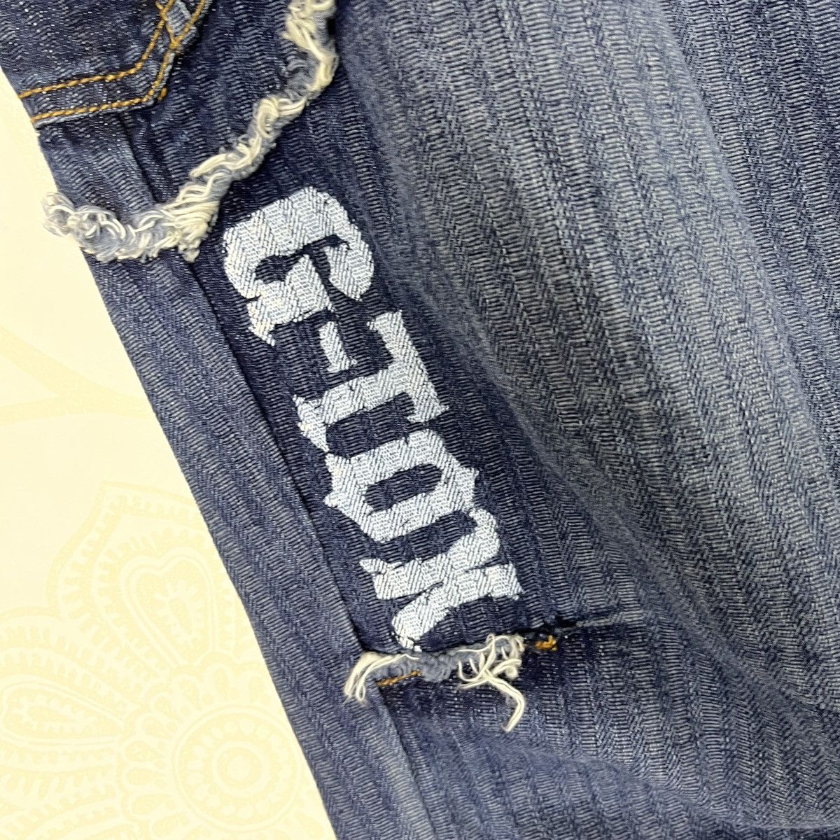 Vintage G-Tox Hickory Distressed Denim Jeans With Cargo Pockets Size US 34 / EU 50 - 13 Thumbnail