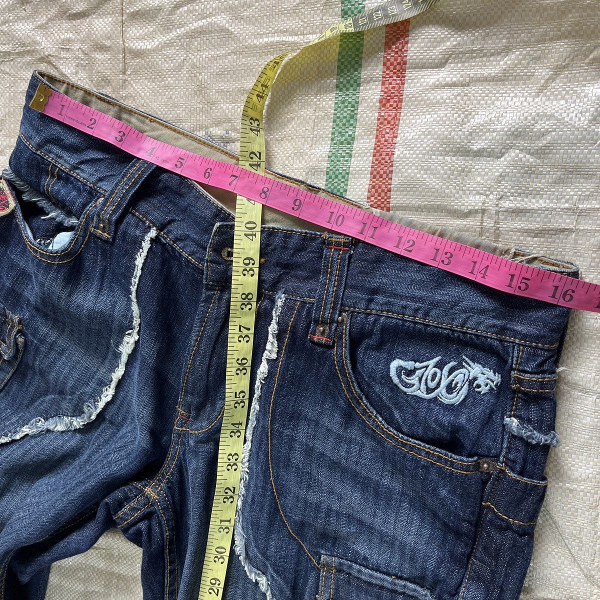 Vintage G-Tox Hickory Distressed Denim Jeans With Cargo Pockets Size US 34 / EU 50 - 3 Thumbnail