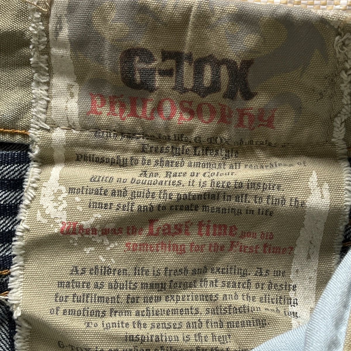 Vintage G-Tox Hickory Distressed Denim Jeans With Cargo Pockets Size US 34 / EU 50 - 7 Thumbnail