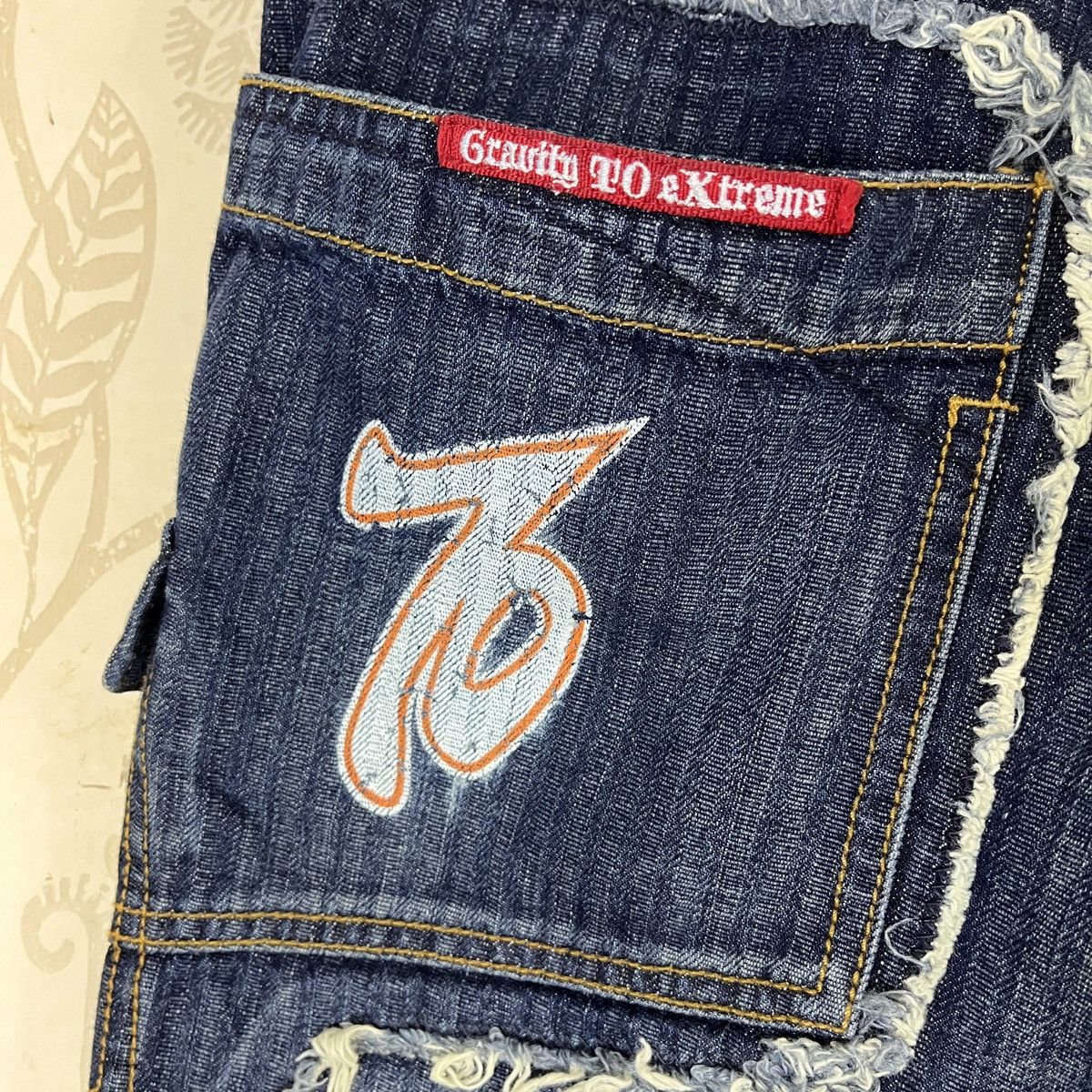 Vintage G-Tox Hickory Distressed Denim Jeans With Cargo Pockets Size US 34 / EU 50 - 22 Thumbnail