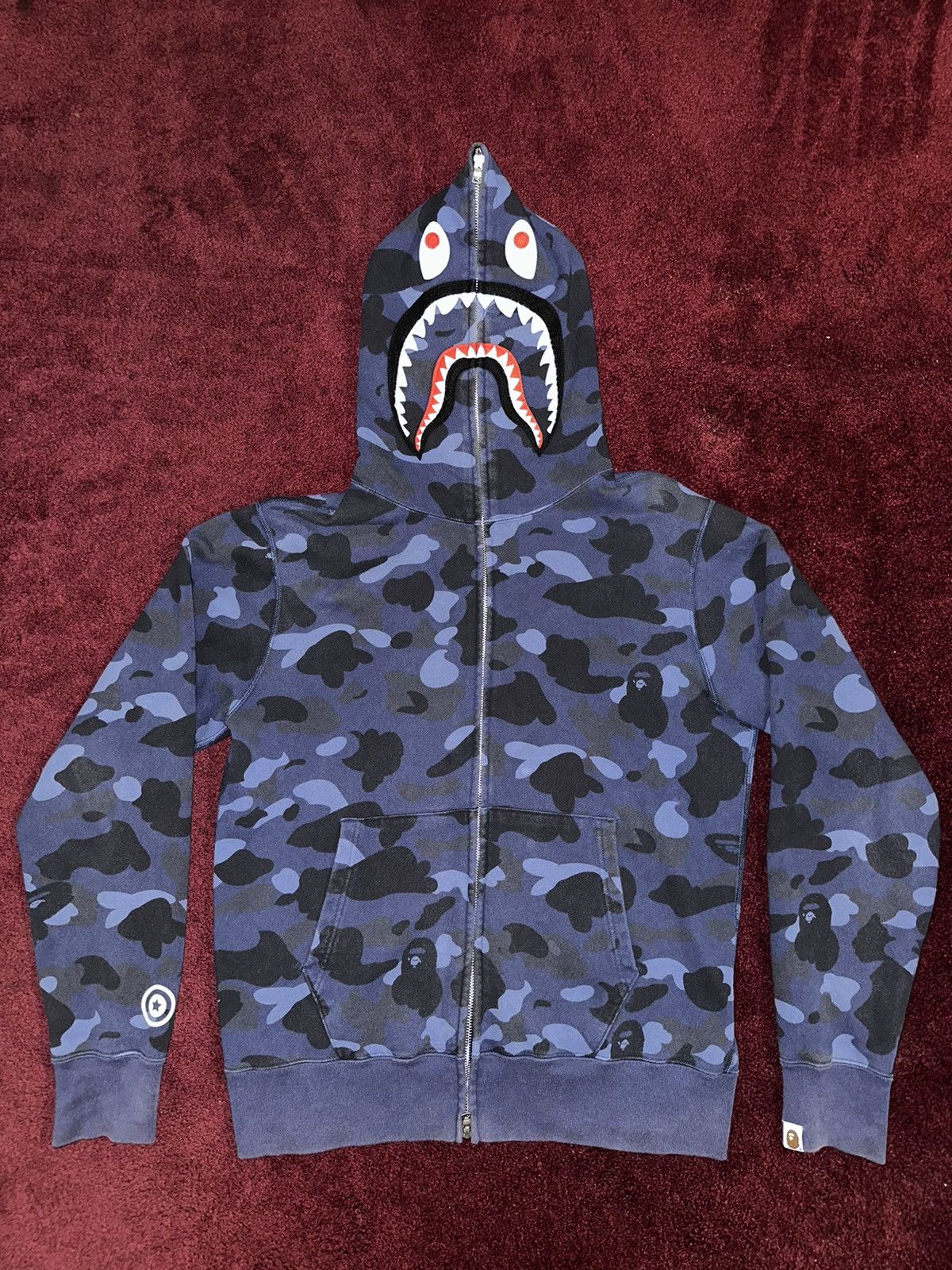 Bape BAPE Blue Color Camo Shark Full Zip Hoodie | Grailed