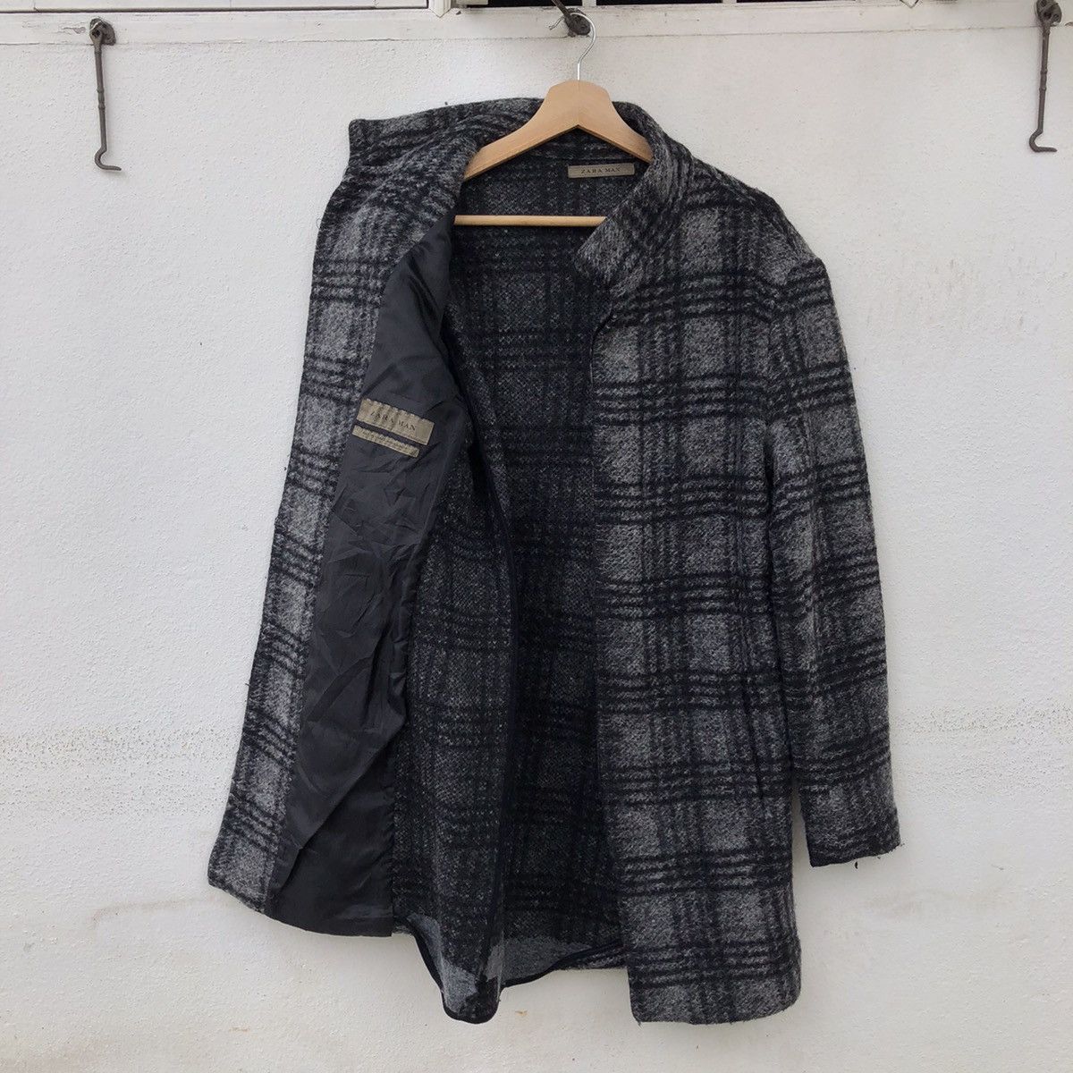 Japanese Brand WOOL LONG JACKET ZARA MEN TARTAN DESIGN Size US S / EU 44-46 / 1 - 5 Thumbnail