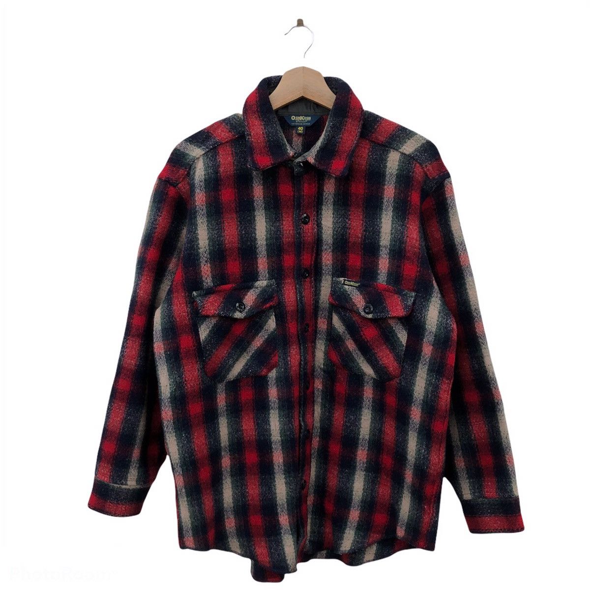 Flannel VINTAGE OSHKOSH WOOL FLANNEL JACKET TARTAN DESIGN Size US M / EU 48-50 / 2 - 1 Thumbnail