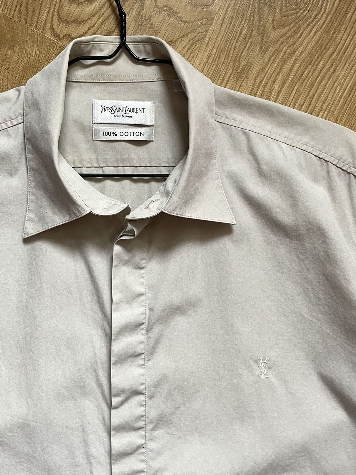 Vintage Vintage Yves Saint Laurent YSL Logo Short Sleeve Shirt Size US XL / EU 56 / 4 - 2 Thumbnail