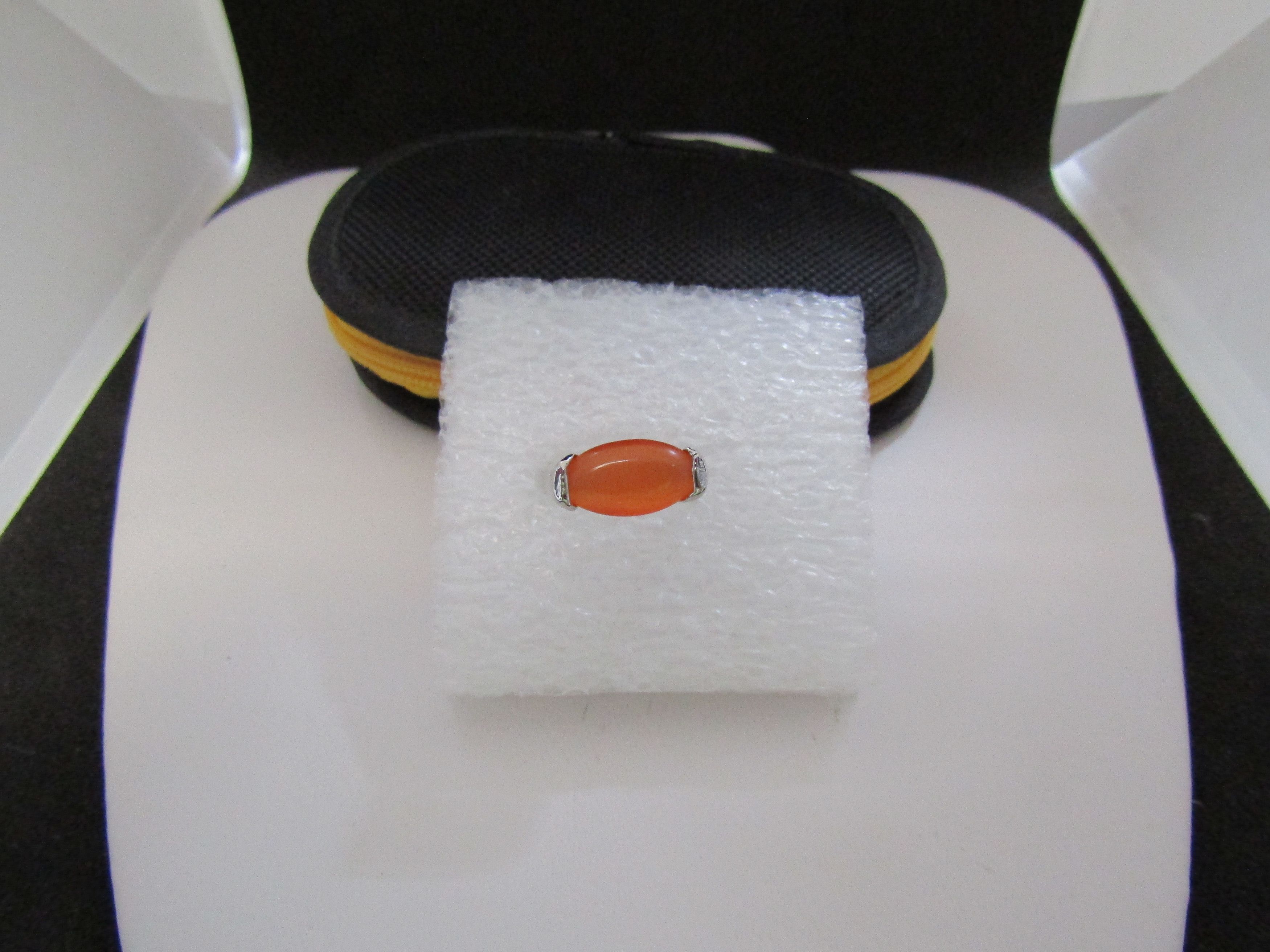 Jewelry Orange Cat Eye Stone Ring - size 6.25 Size ONE SIZE - 1 Thumbnail