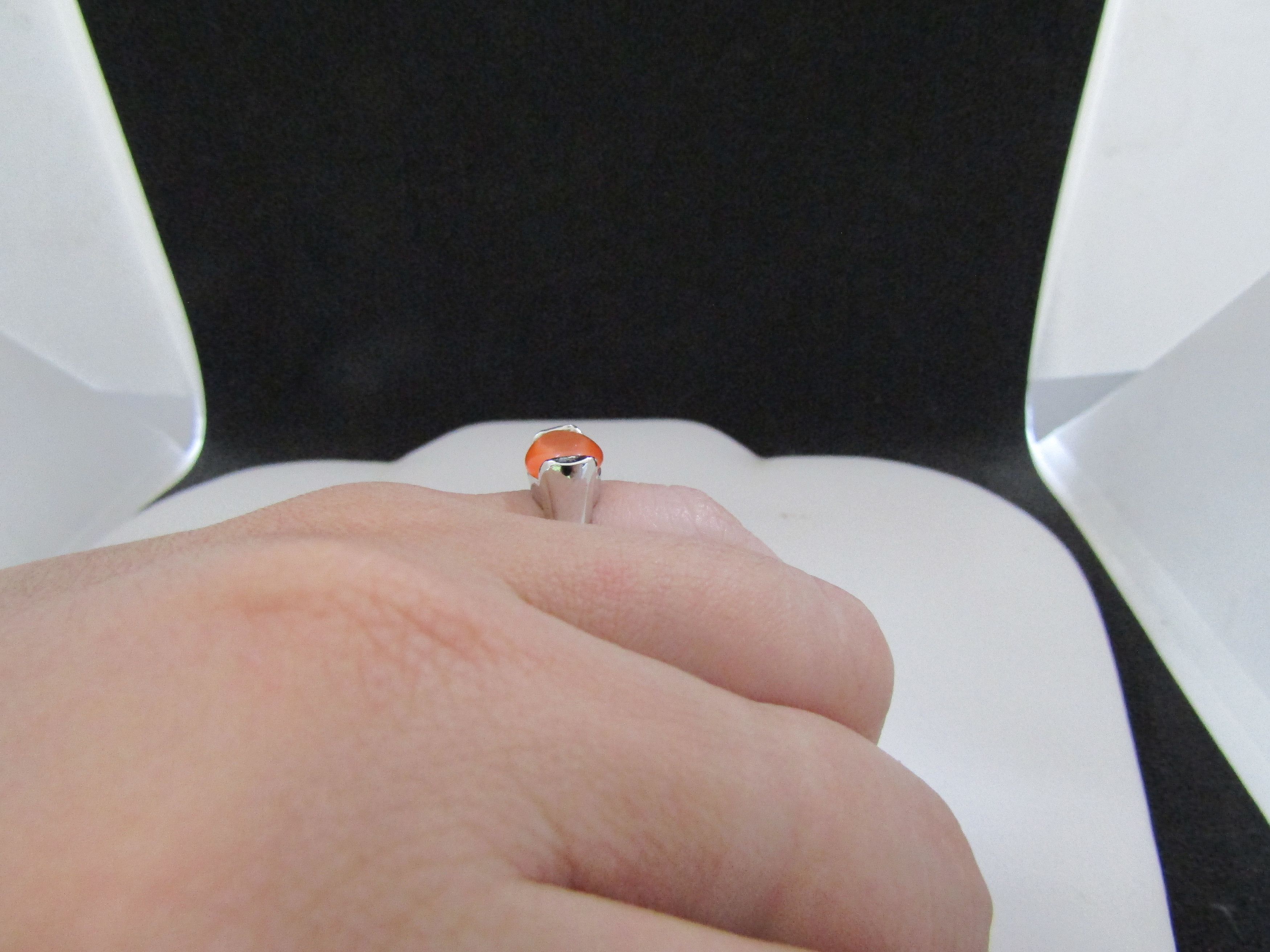 Jewelry Orange Cat Eye Stone Ring - size 6.25 Size ONE SIZE - 4 Thumbnail