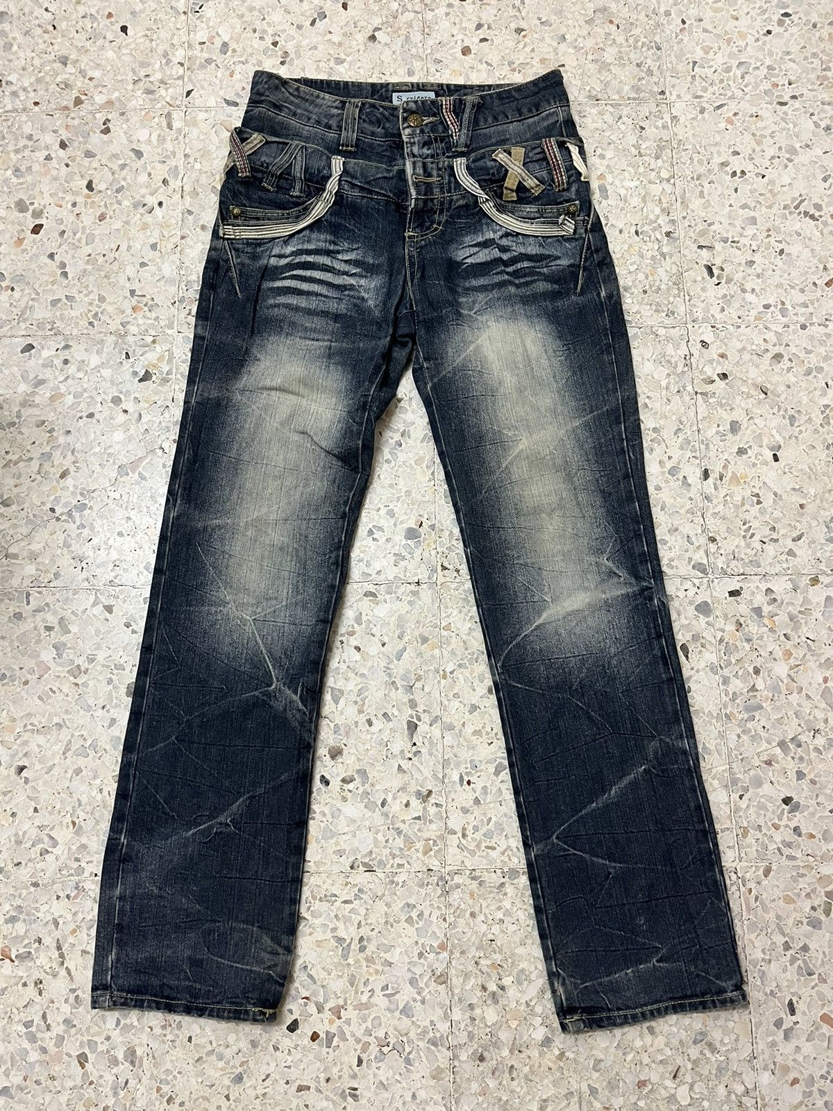 Japanese Brand Japanese brand Sorridere double waist distress denim Size US 30 / EU 46 - 2 Thumbnail