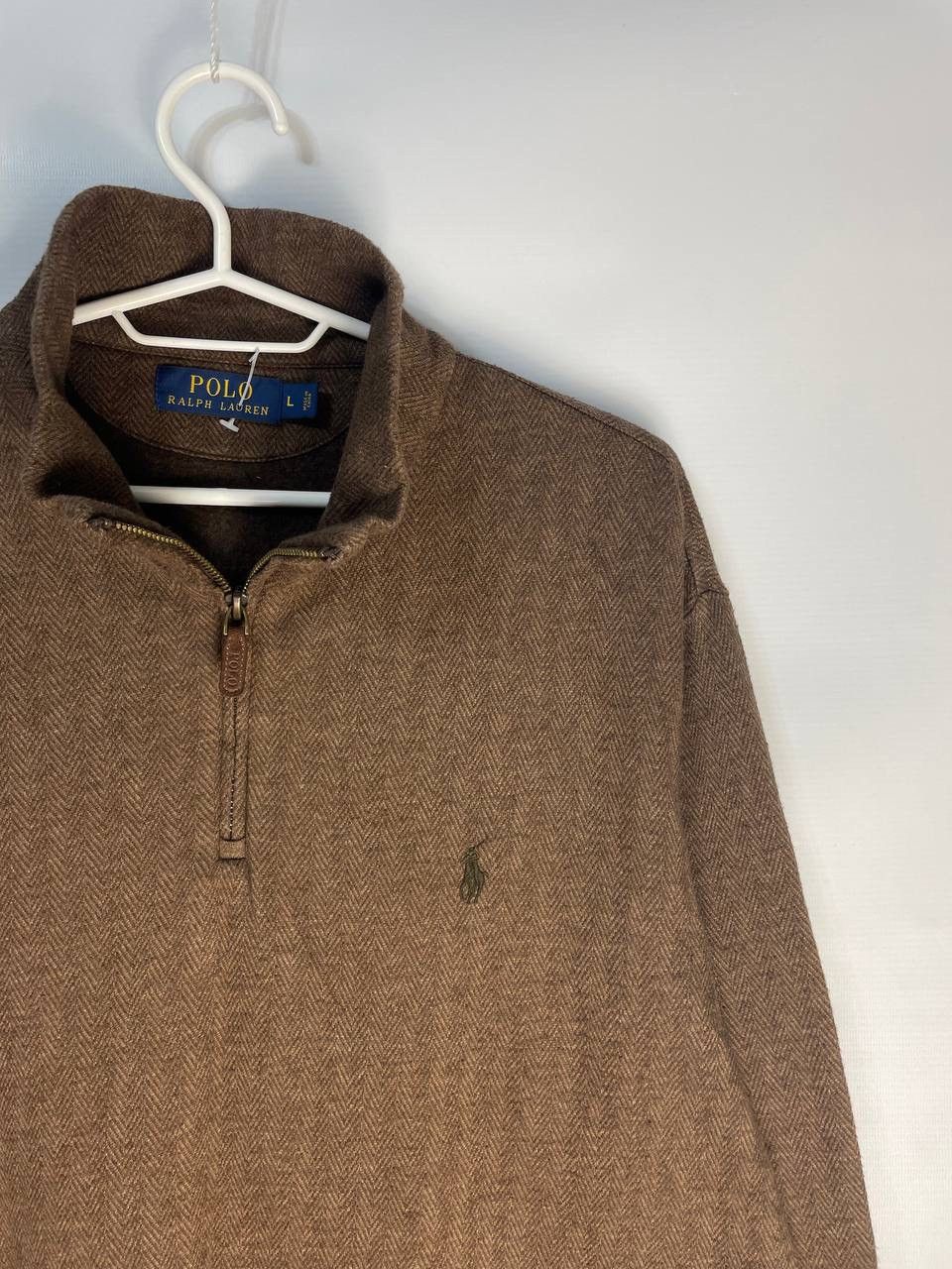 Polo Ralph Lauren × Ralph Lauren × Vintage Vintage Polo Ralph Lauren Brown 1/4 Half Zip Knitted Sweater Size US L / EU 52-54 / 3 - 2 Thumbnail