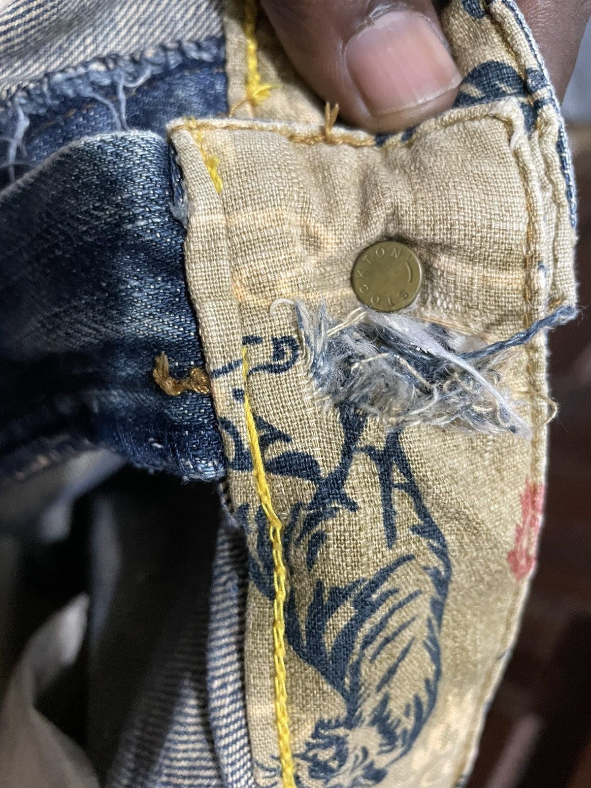 If Six Was Nine Rare Japanese Dragon Printed Distressed Jeans Size US 37 - 11 Thumbnail