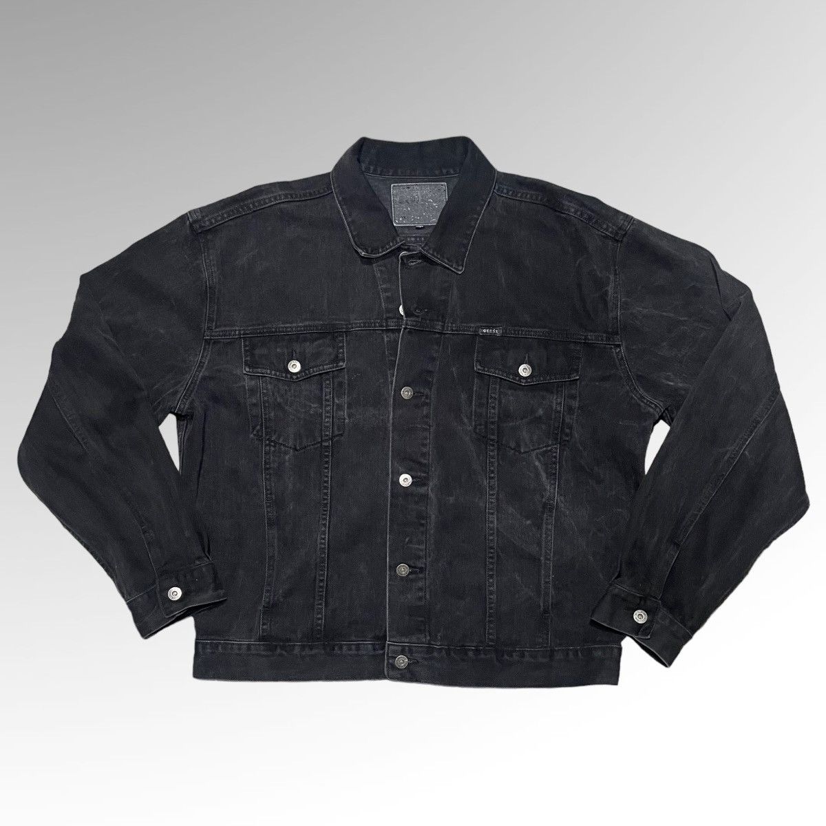 Guess Vintage Guess Washed Black Denim Jacket Grailed