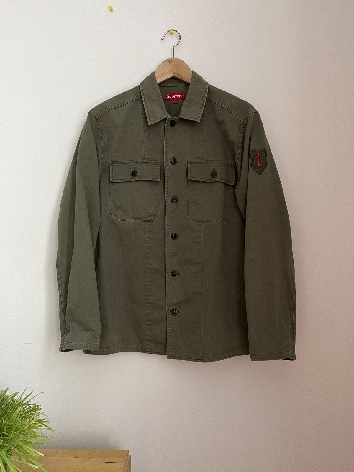 image of Supreme Usmc Shirt Jacket in Green, Men's (Size Medium)