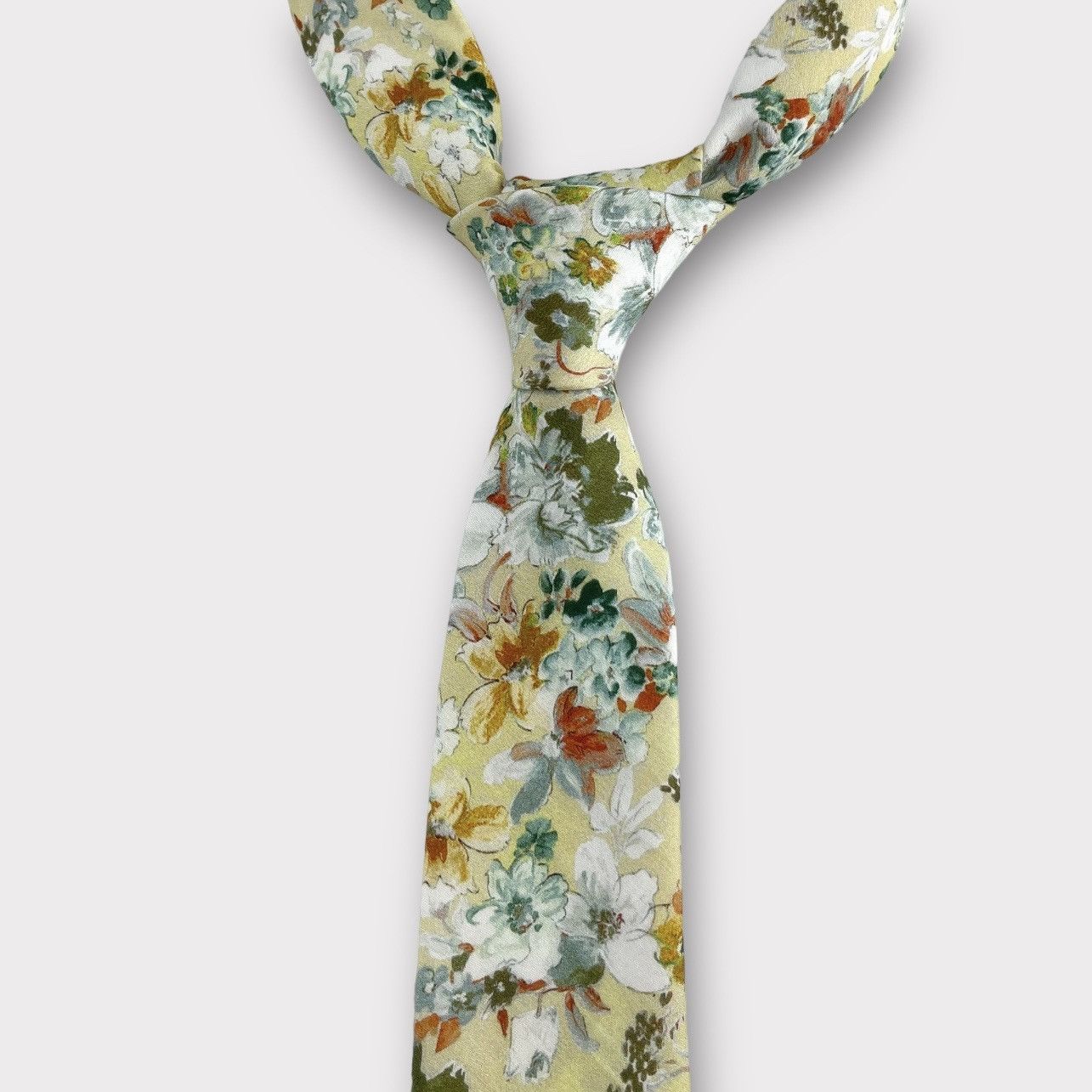 Other Men’s Yellow Tropical Floral Necktie, Slim 2.5” Width Size ONE SIZE - 3 Thumbnail