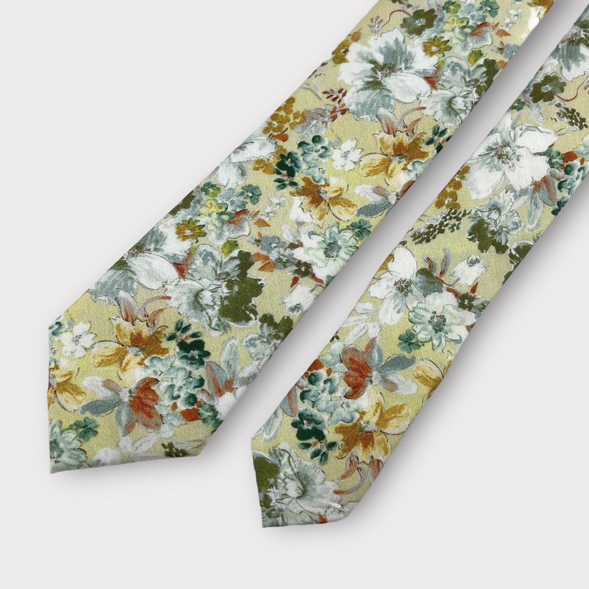 Other Men’s Yellow Tropical Floral Necktie, Slim 2.5” Width Size ONE SIZE - 4 Thumbnail