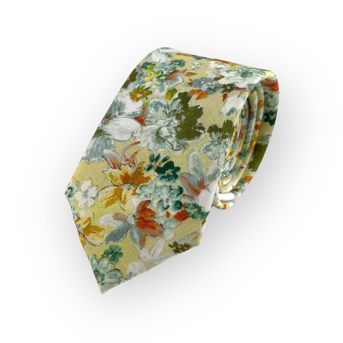 Other Men’s Yellow Tropical Floral Necktie, Slim 2.5” Width Size ONE SIZE - 1 Thumbnail