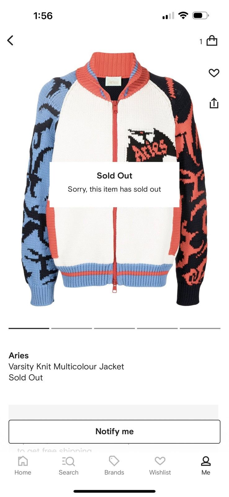 Aries Aries Varsity Knit Multicolor Jacket (M) Size US M / EU 48-50 / 2 - 7 Thumbnail
