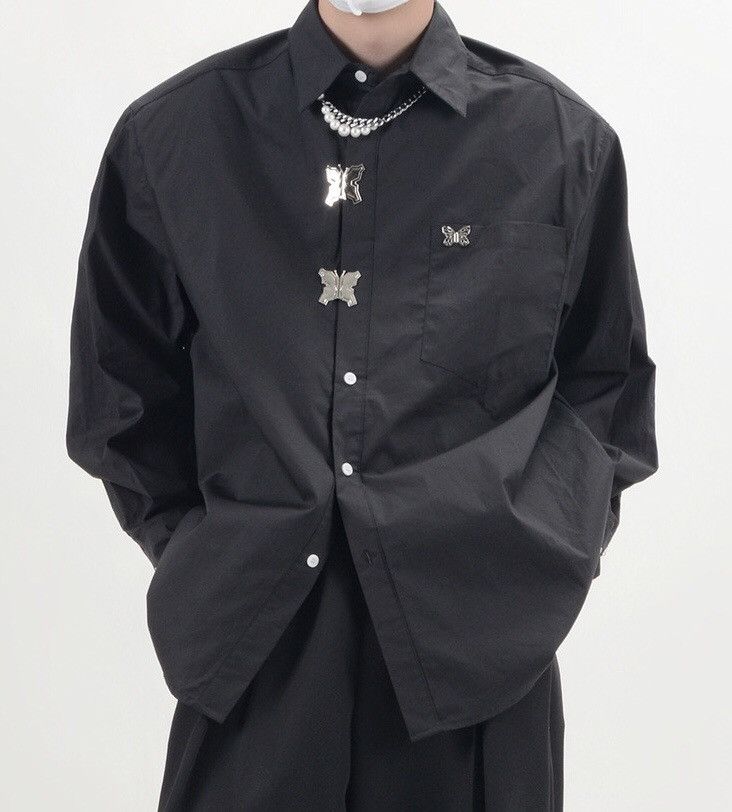 Retro fashion butterfly button up shirt