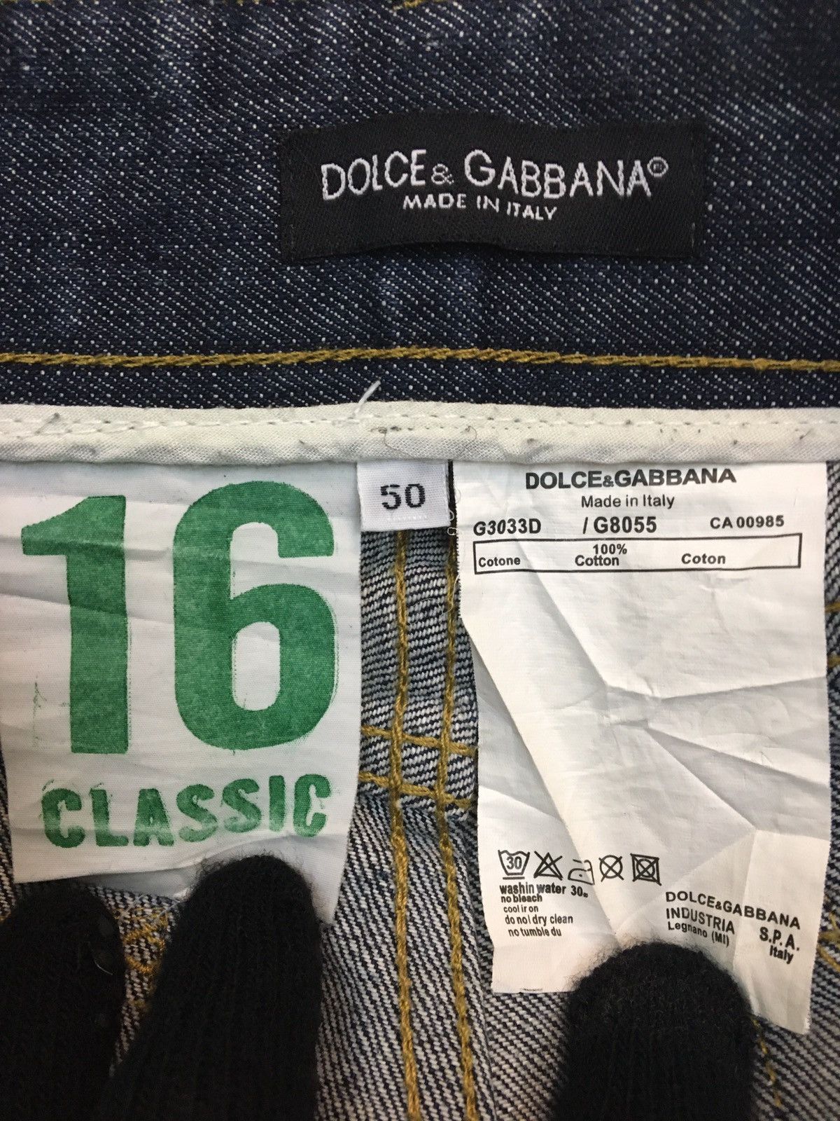 Designer D&G - STRAIGHT FIT WASHED RIPPED GOLD PLATED LOGO JEANS Size US 32 / EU 48 - 12 Thumbnail