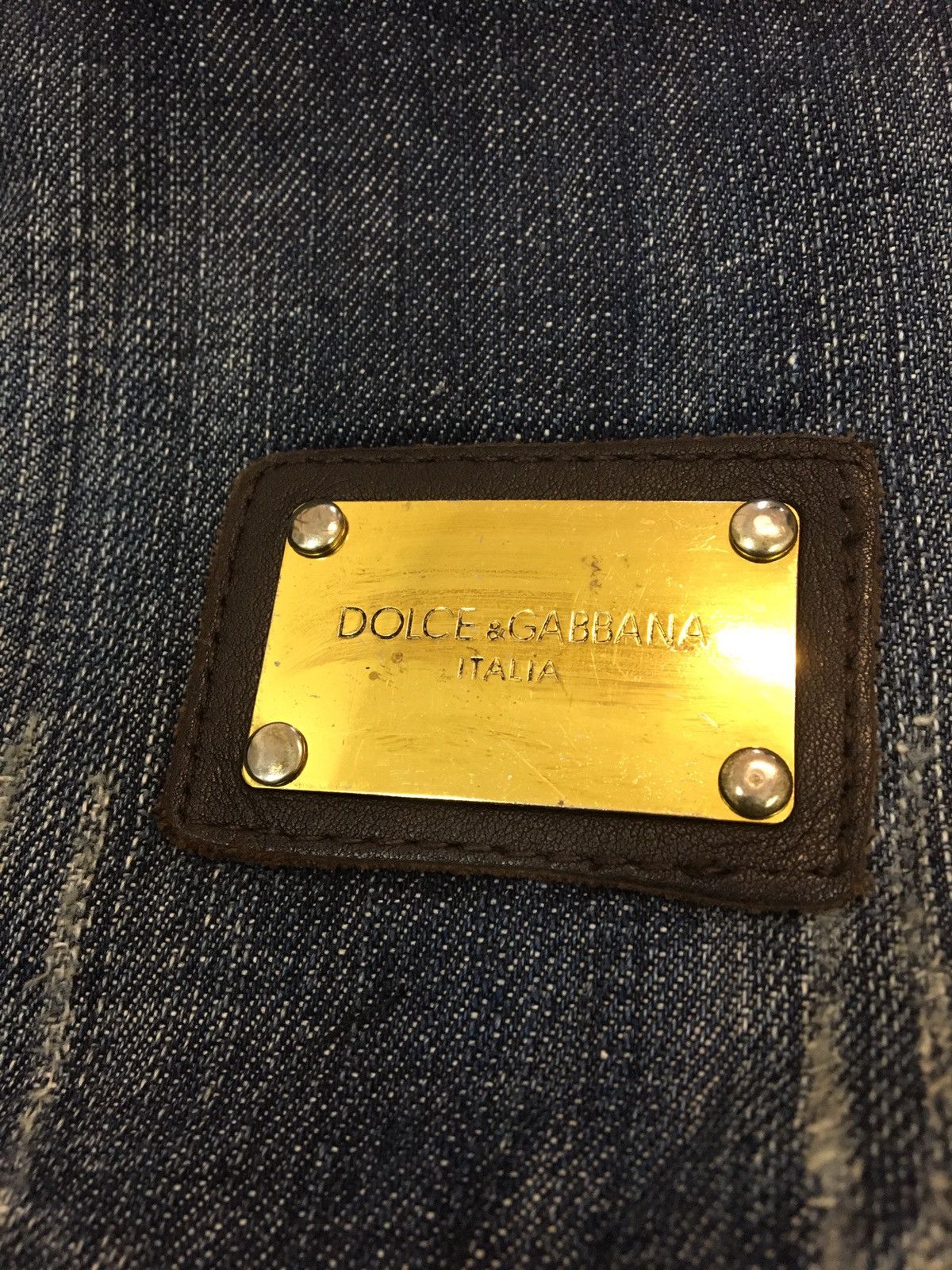 Designer D&G - STRAIGHT FIT WASHED RIPPED GOLD PLATED LOGO JEANS Size US 32 / EU 48 - 10 Thumbnail