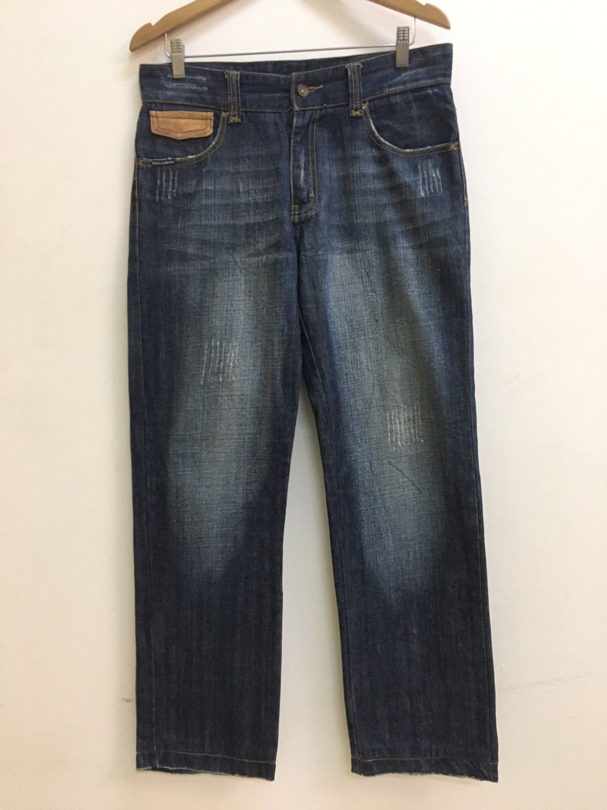 Designer D&G - STRAIGHT FIT WASHED RIPPED GOLD PLATED LOGO JEANS Size US 32 / EU 48 - 3 Thumbnail