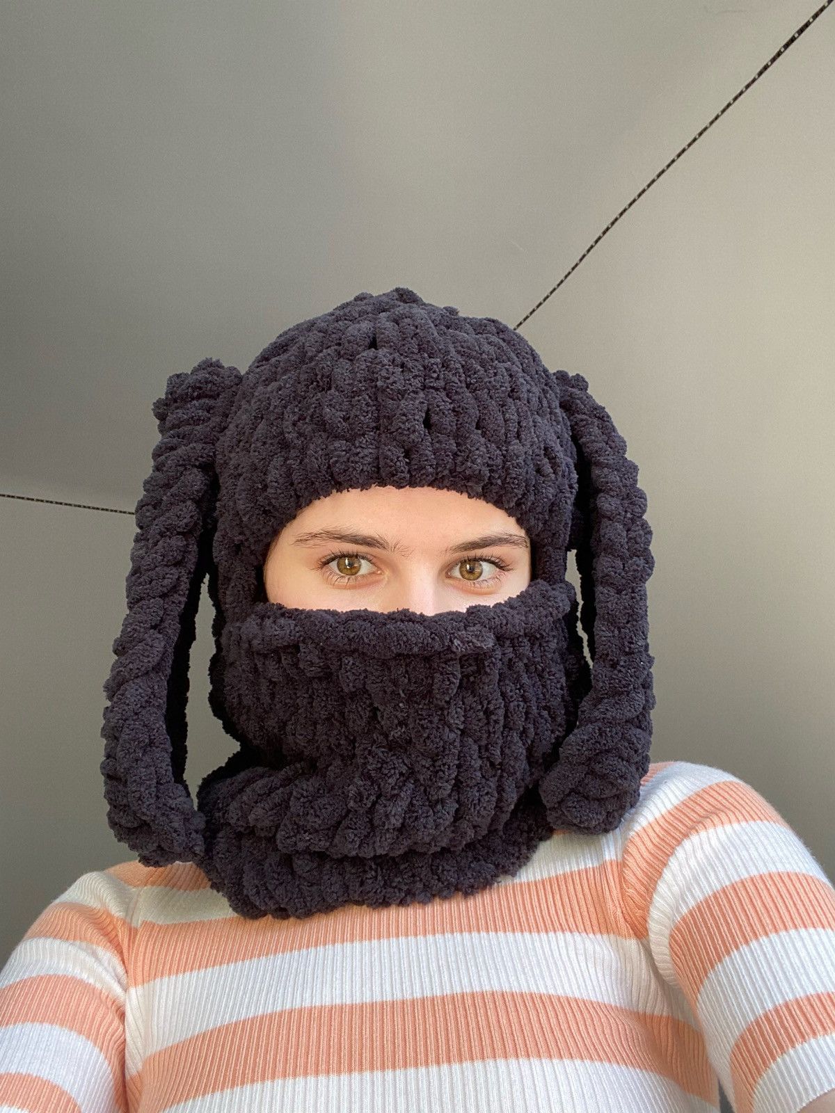 Handmade Handmade Knitted Balaclava Bunny Rabbit Style Tiktok Size ONE SIZE - 1 Thumbnail