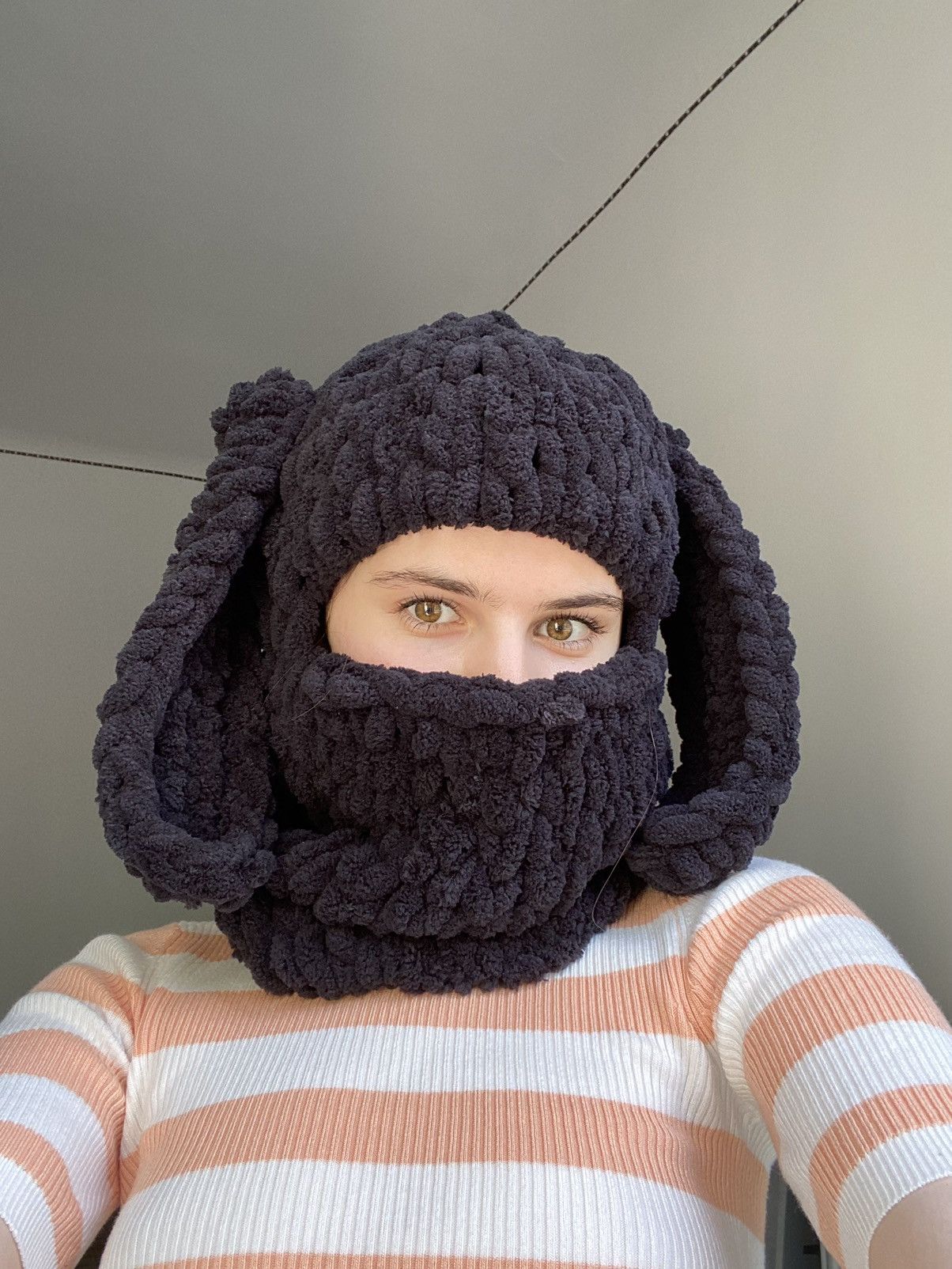 Handmade Handmade Knitted Balaclava Bunny Rabbit Style Tiktok Size ONE SIZE - 2 Thumbnail