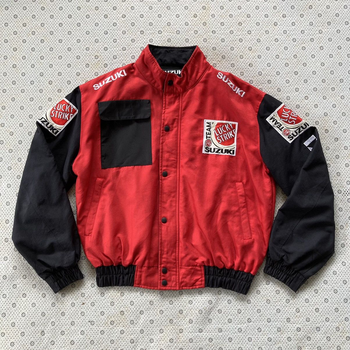 Suzuki Lucky Strike ジャケット 赤黒 Racing × Very Rare × Vintage RARE SUZUKI LUCKY STRIKE TEAM