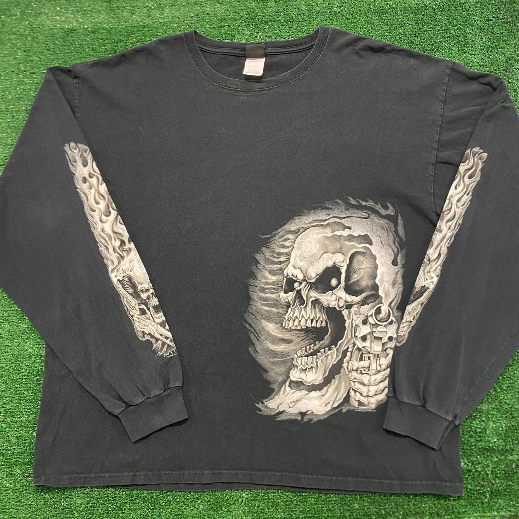 Vintage Crazy Vintage Y2K Baggy Cyber Killer Skull Goth Punk T-Shirt Size US XXL / EU 58 / 5 - 1 Thumbnail