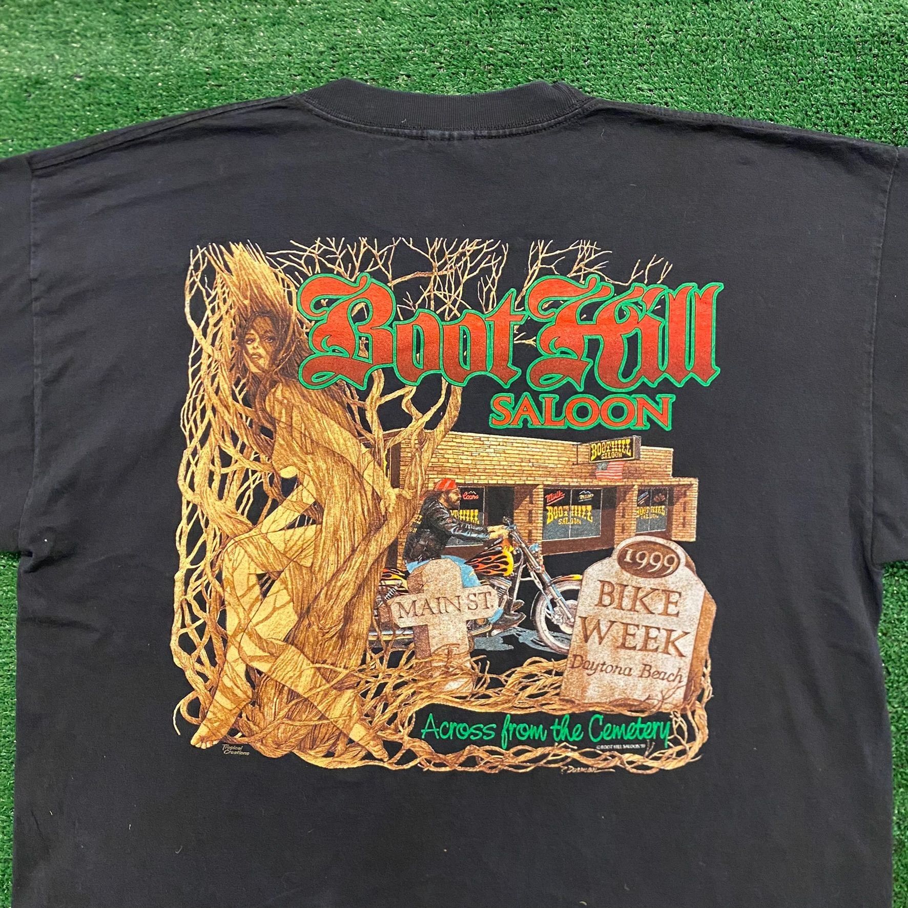 Vintage Boot Hill Saloon Employee Vintage Y2K Moto Biker T-Shirt Size US XXL / EU 58 / 5 - 2 Thumbnail
