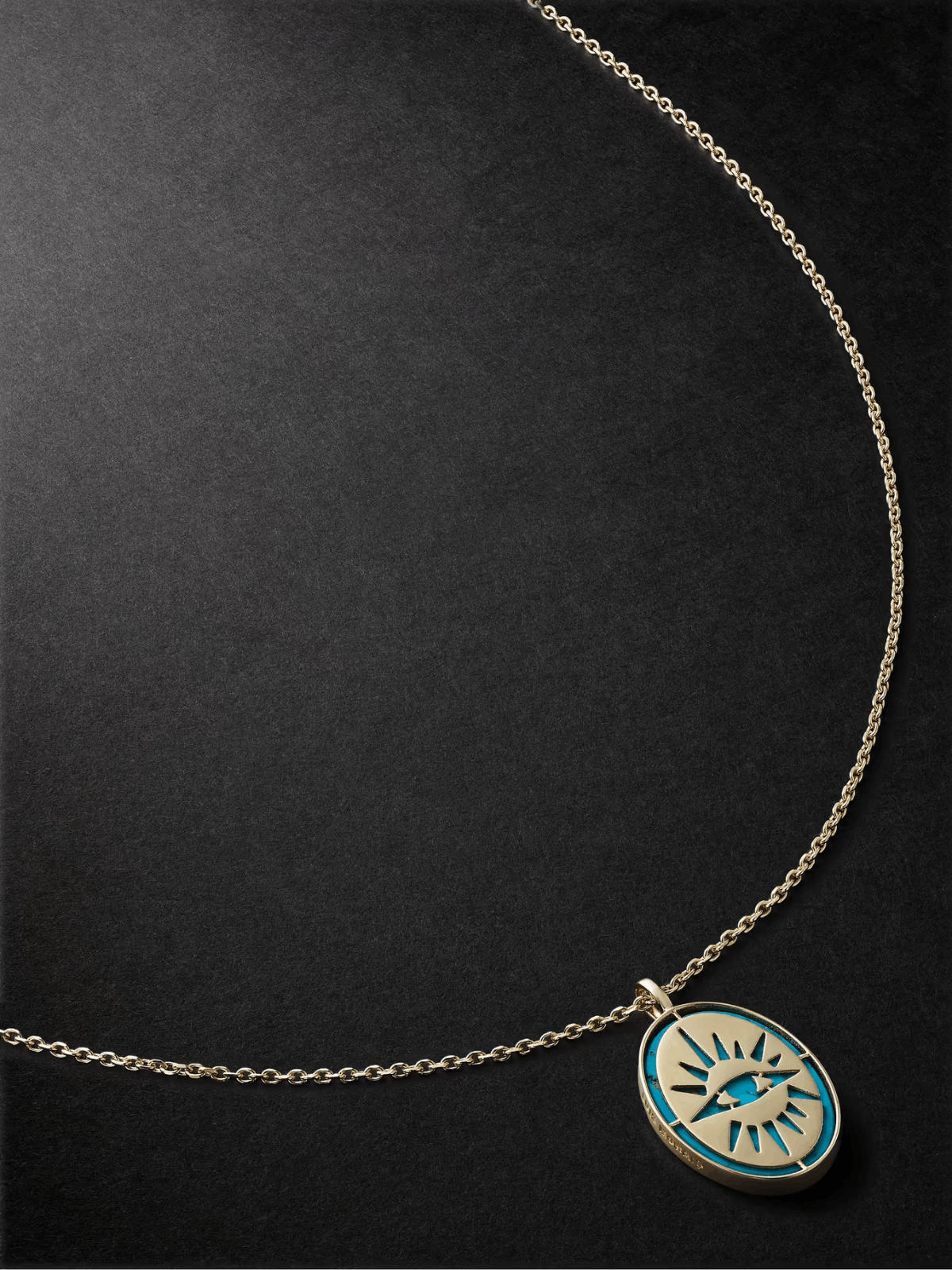 Luis Morais 14k Gold Evil Eye Medallion Pendant Turquoise 24 inch Chain Size ONE SIZE - 4 Thumbnail