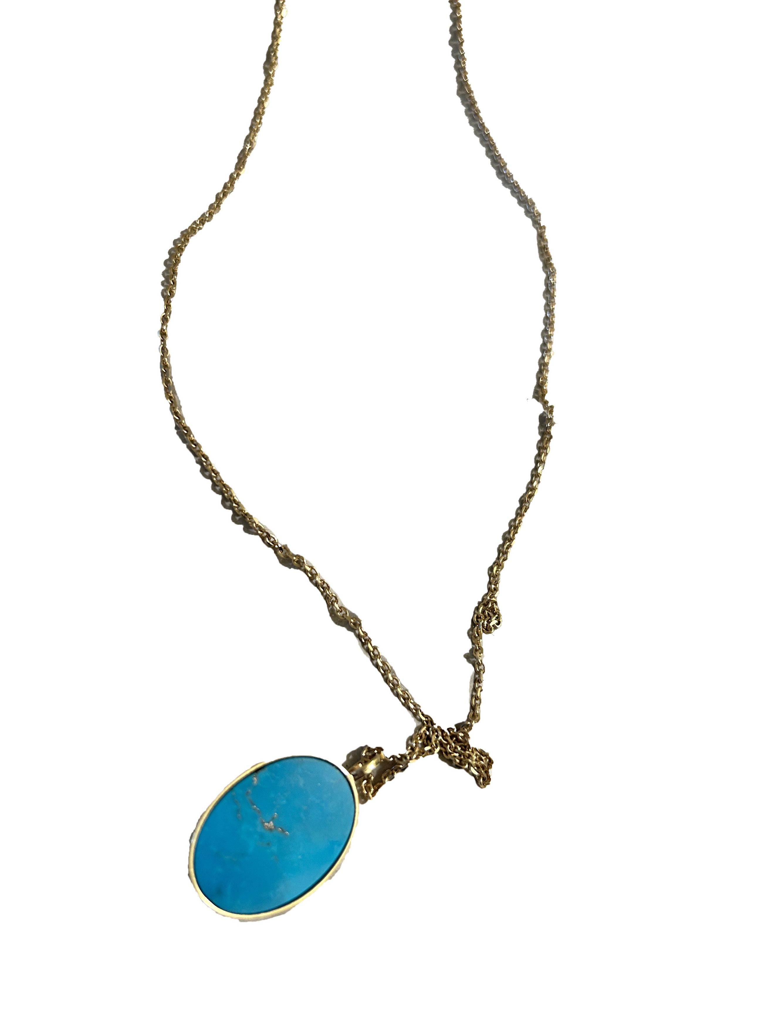 Luis Morais 14k Gold Evil Eye Medallion Pendant Turquoise 24 inch Chain Size ONE SIZE - 3 Thumbnail