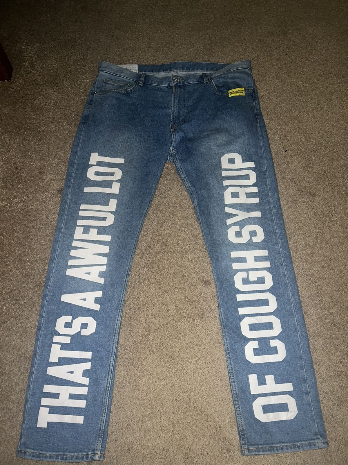 image of That’S A Awful Lotta Cough Syrup Jeans in Blue, Men's (Size 36)