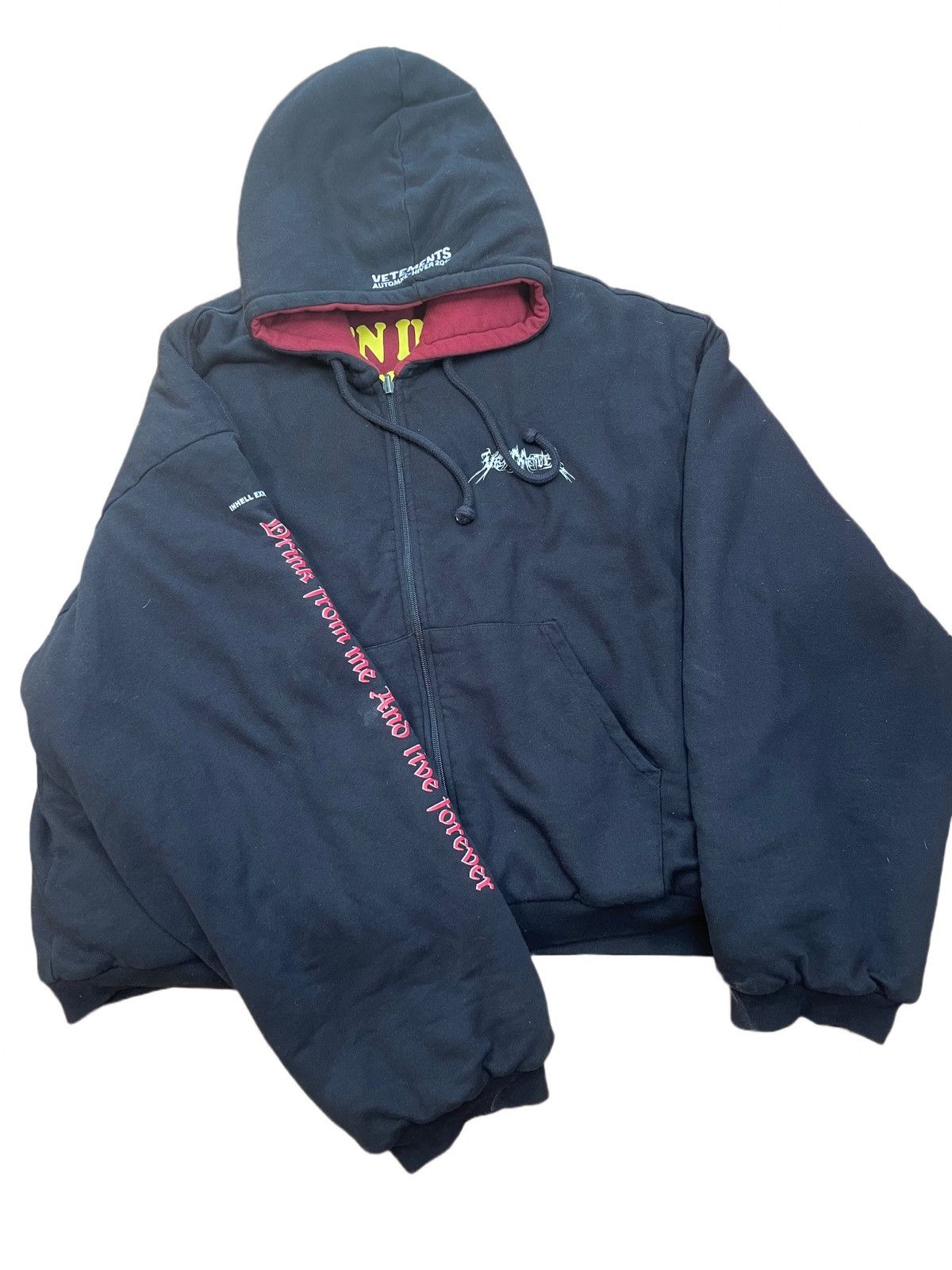 Vetements TFD Reversible Zip Hoodie ( Total Fucking Darkness 