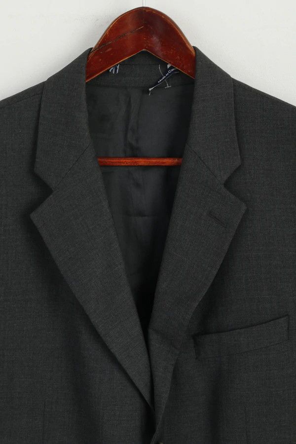 Chaps Ralph Lauren Chaps Ralph Lauren Men 44 L Blazer Dark Grey Wool 6240 Size 44L - 2 Thumbnail