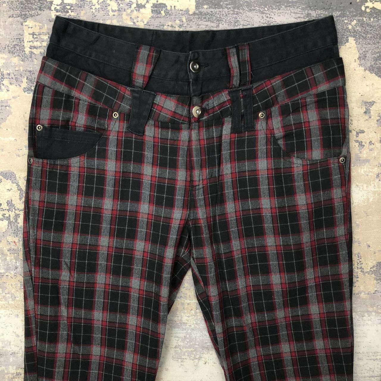 Japanese Brand P293 RAGOUT DOUBLE WAIST JAPAN SKINNY TARTAN PUNK PANTS Size 32" / US 10 / IT 46 - 3 Thumbnail
