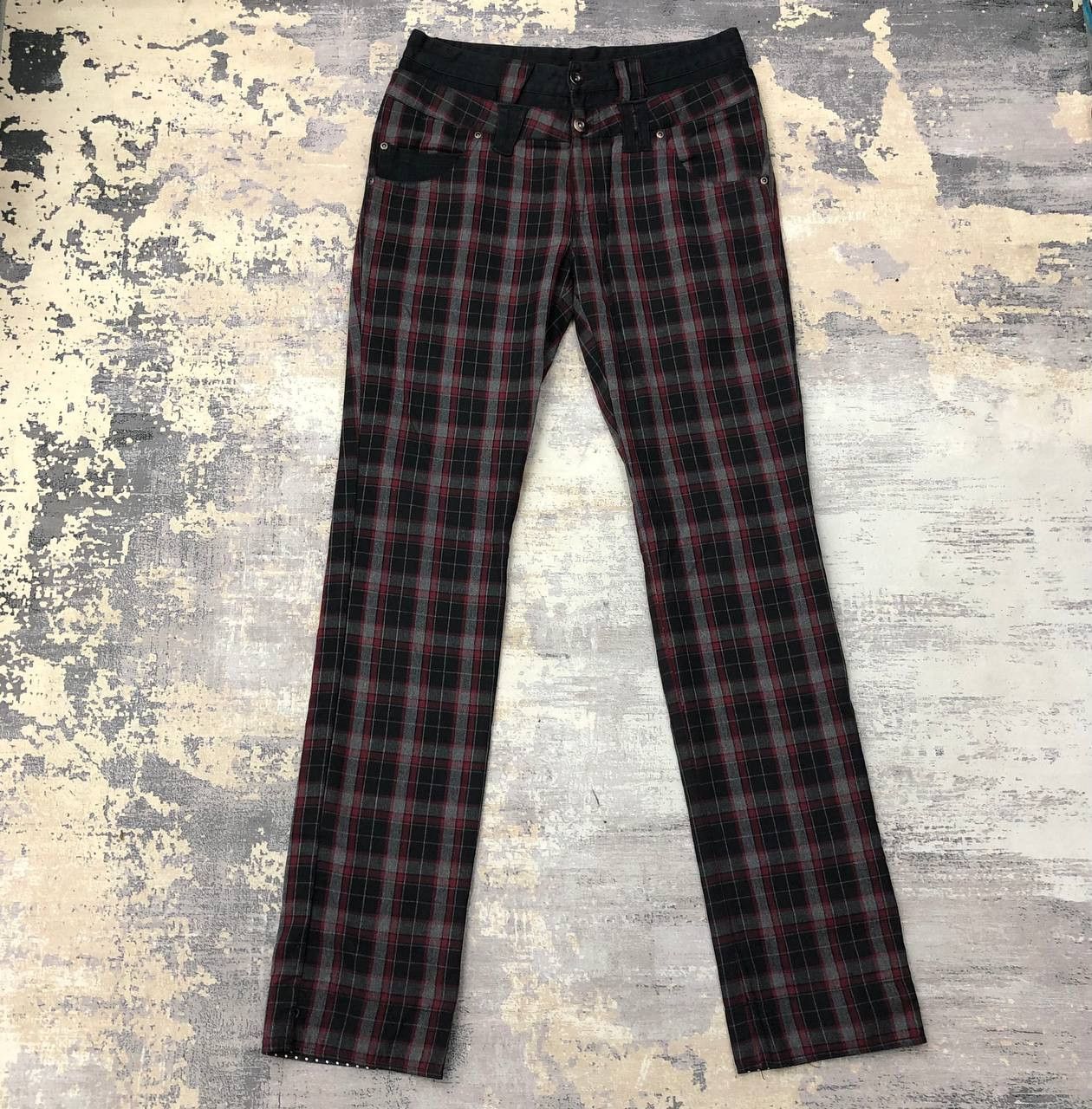 Japanese Brand P293 RAGOUT DOUBLE WAIST JAPAN SKINNY TARTAN PUNK PANTS Size 32" / US 10 / IT 46 - 1 Thumbnail