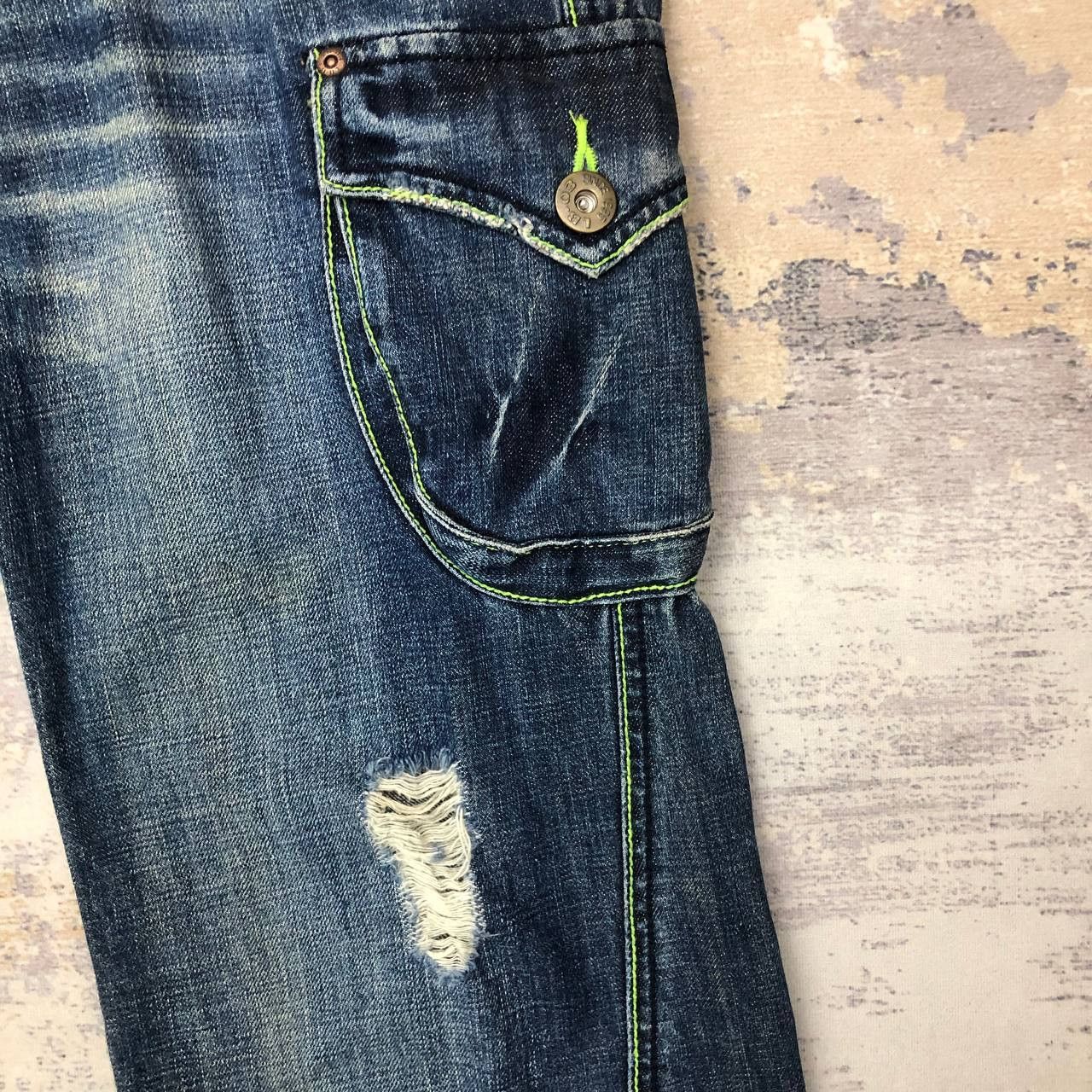 Japanese Brand P279 LOVE POWER SOUL LB-03 FLARED CARGO JEANS Size US 31 - 9 Thumbnail