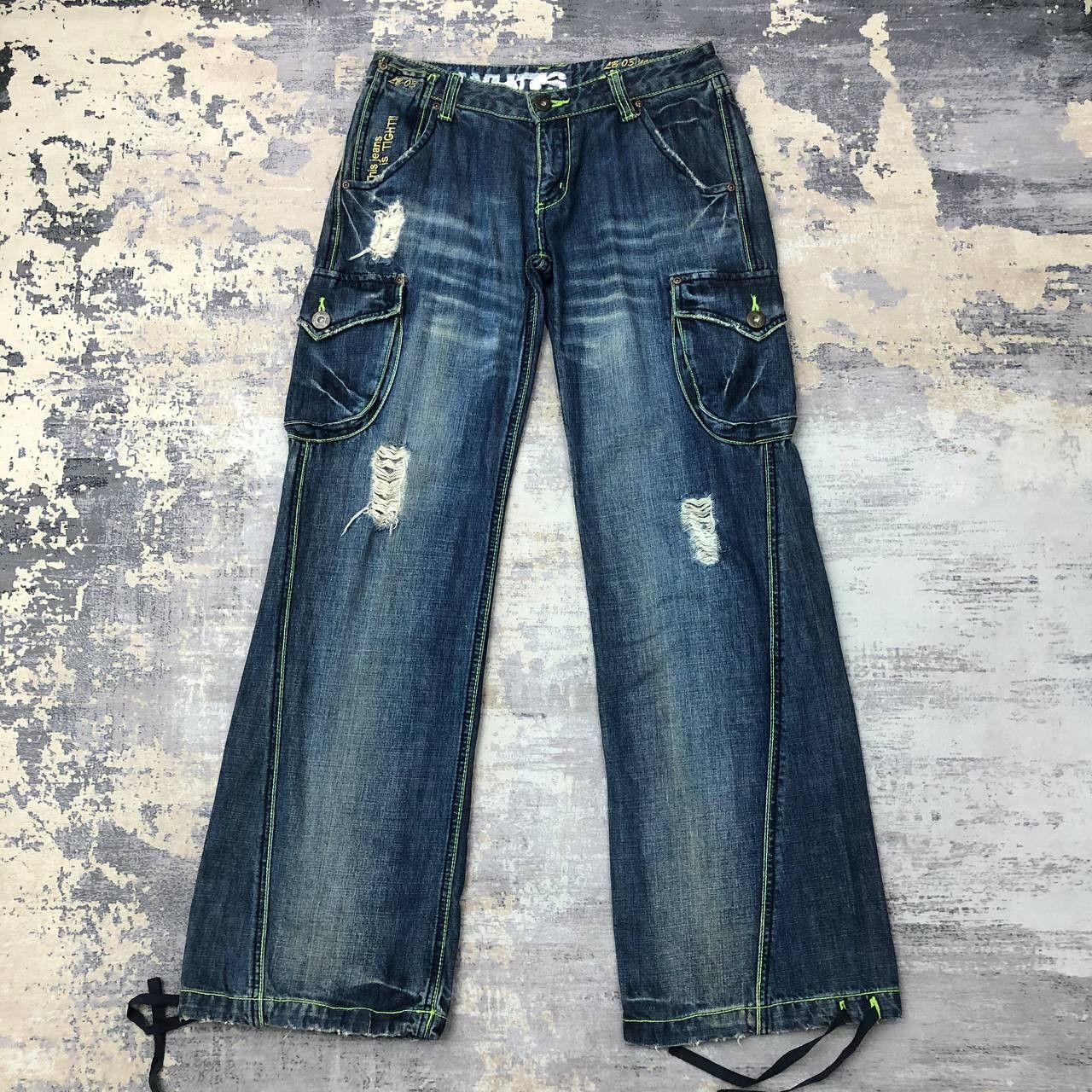 Japanese Brand P279 LOVE POWER SOUL LB-03 FLARED CARGO JEANS Size US 31 - 1 Thumbnail