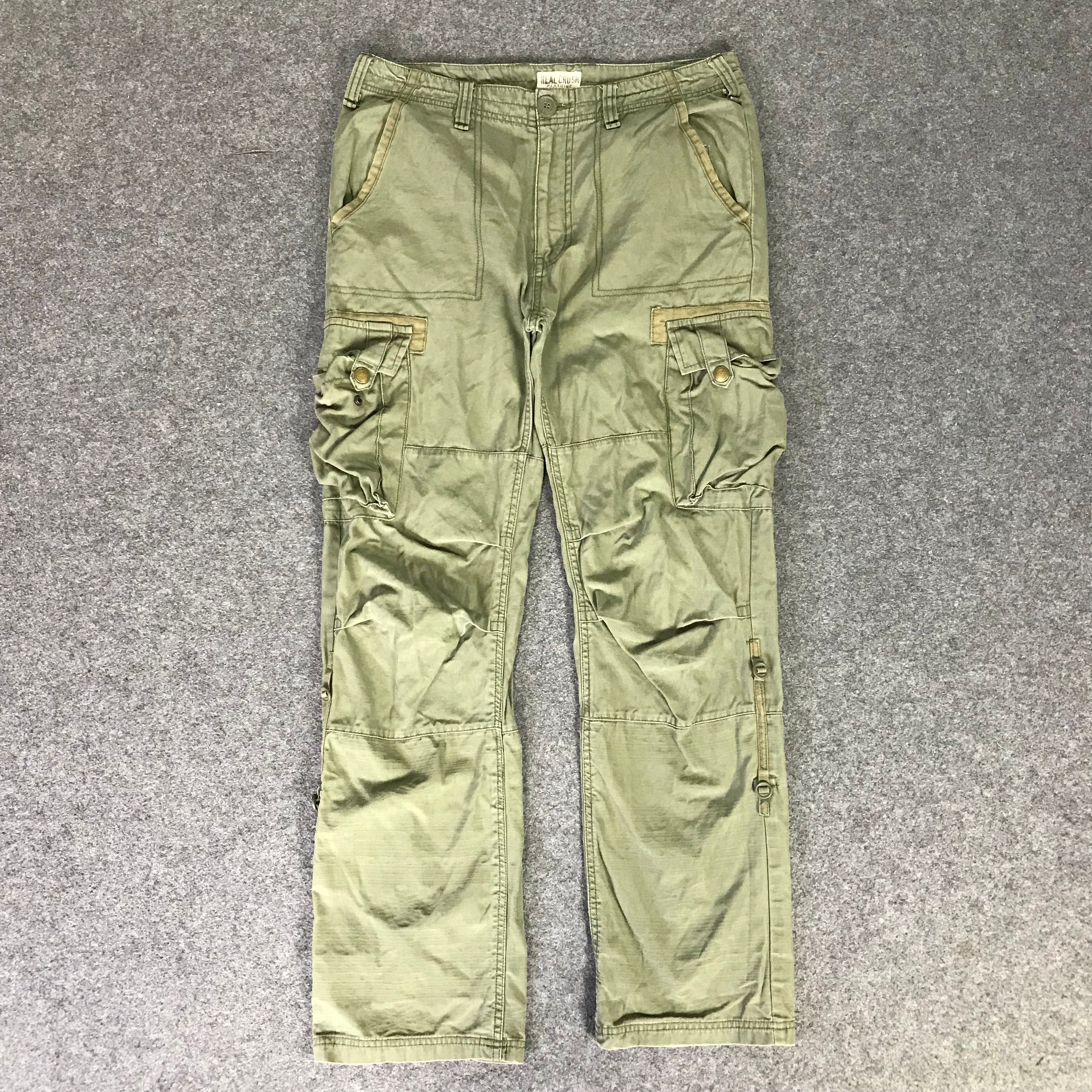 Pre-owned 20471120 X Beauty Beast Vintage Real Crush Parachute Cargo Pants In Army Green