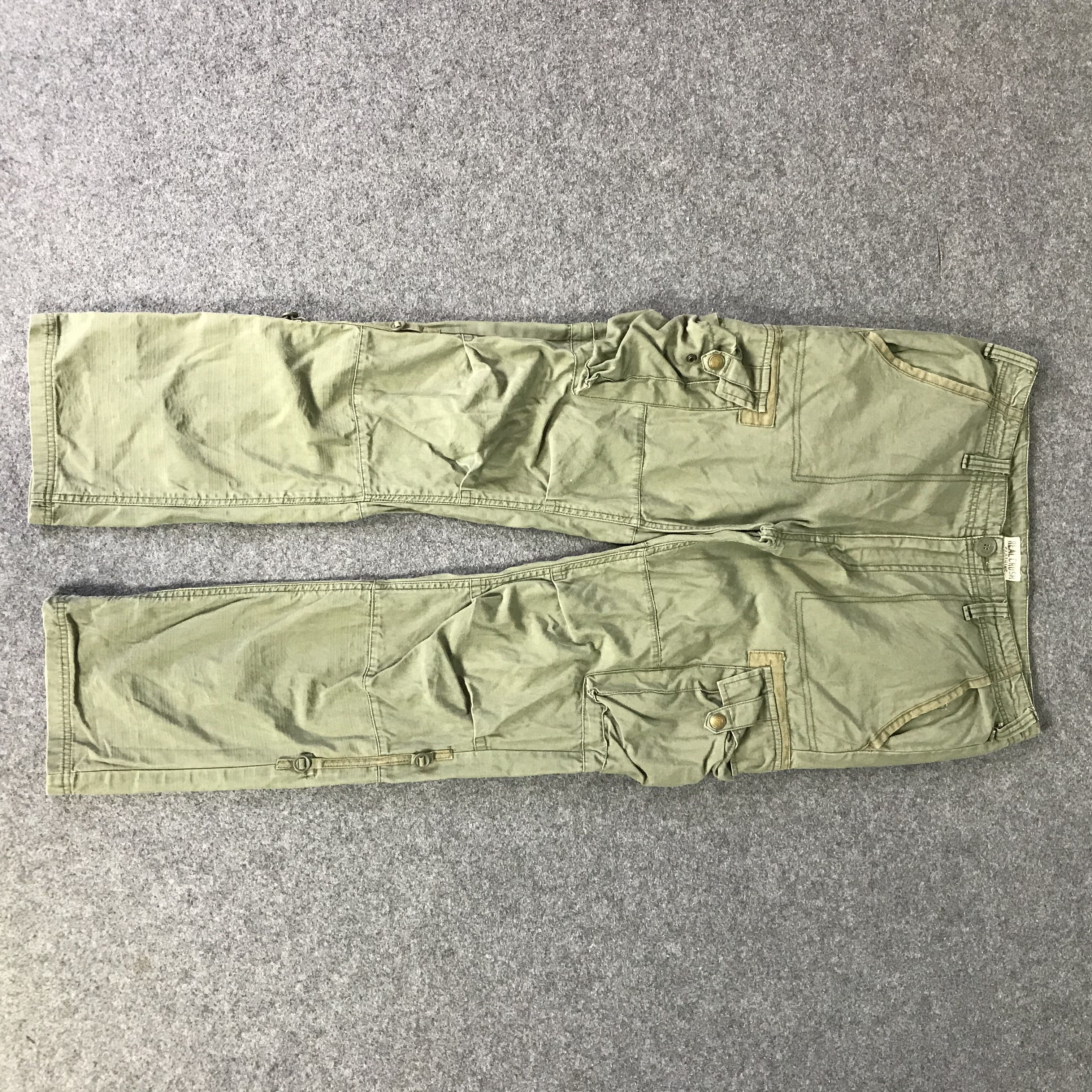 Pre-owned 20471120 X Beauty Beast Vintage Real Crush Parachute Cargo Pants In Army Green