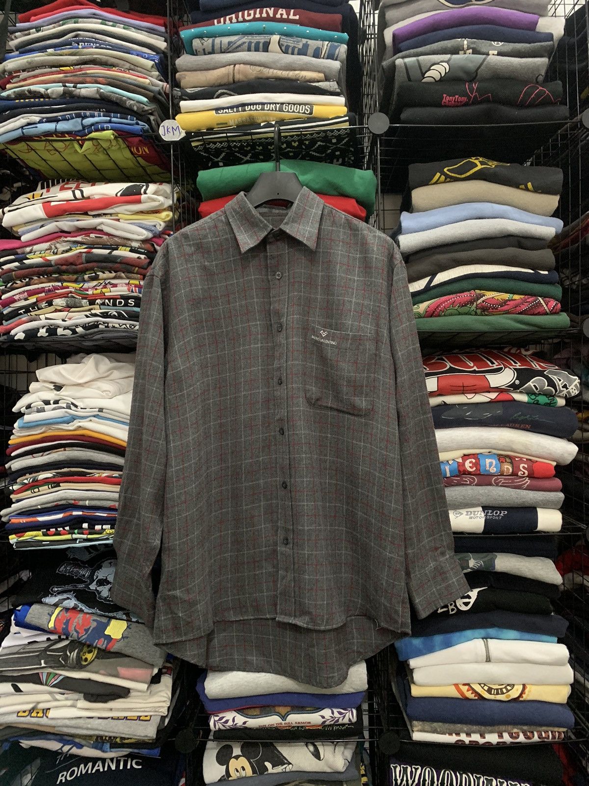image of Mario Valentino Flannel Shirt in Flannel Grey, Men's (Size Medium)