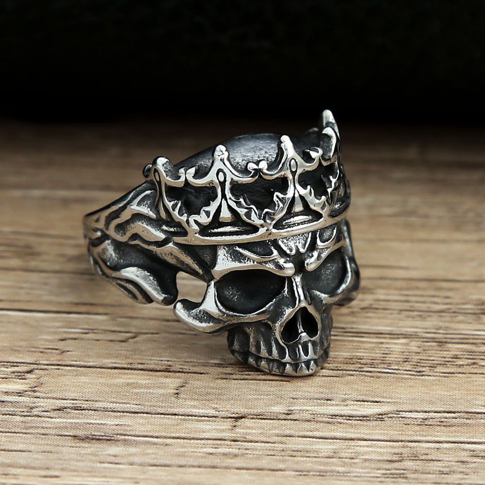 Jewelry Gothic Crown Skull Ring Size ONE SIZE - 3 Thumbnail