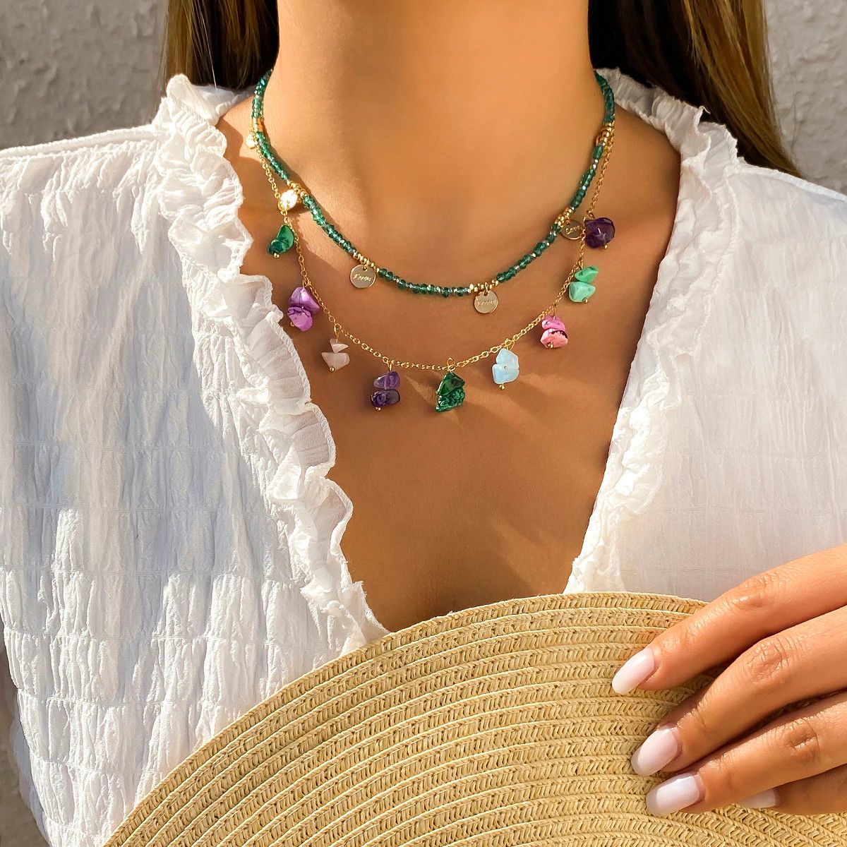 Jewelry Bohemian Natural Stone Pendant Necklace Size ONE SIZE - 1 Thumbnail