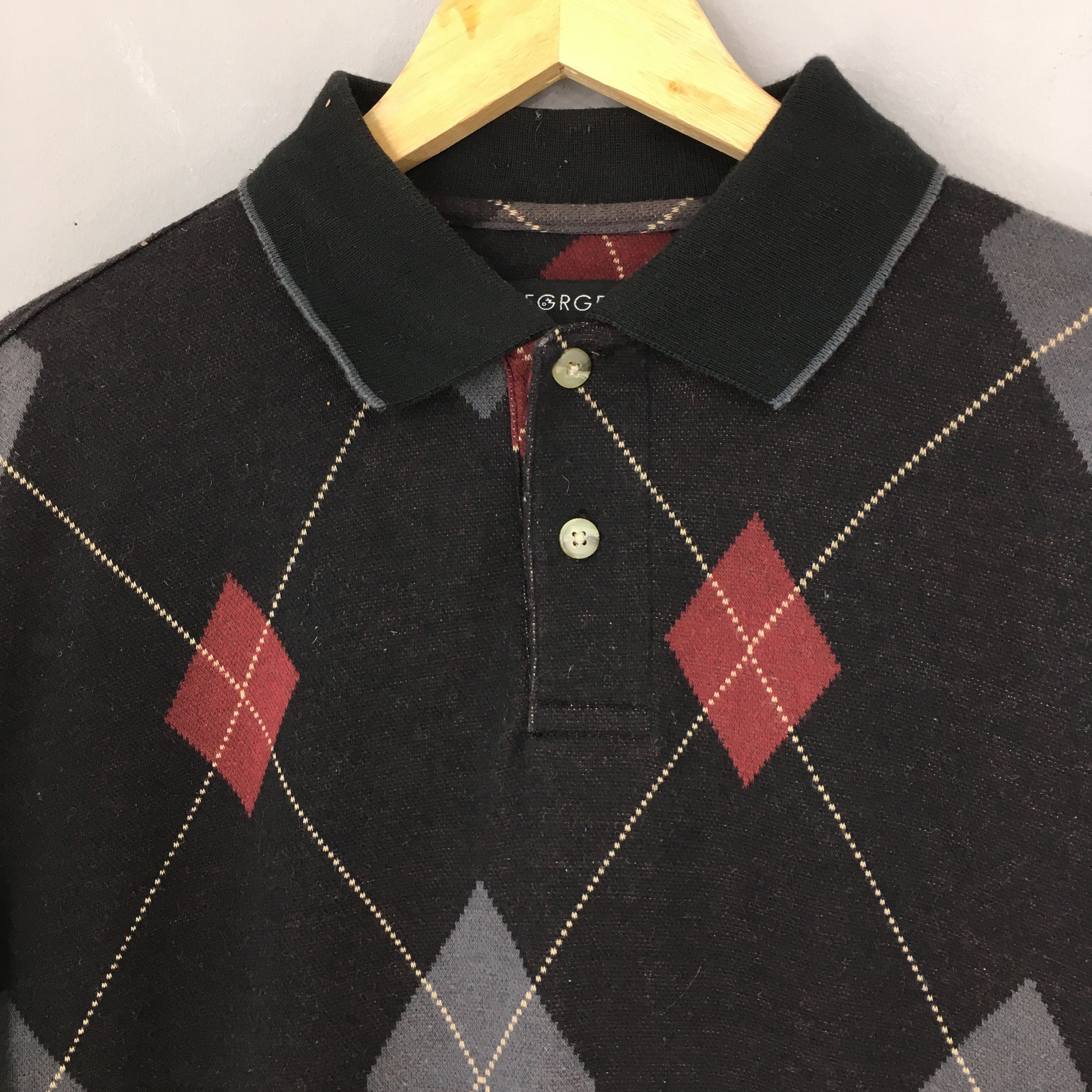 George Vintage George Checkered Diamond Polo Shirt Small Size US S / EU 44-46 / 1 - 3 Thumbnail