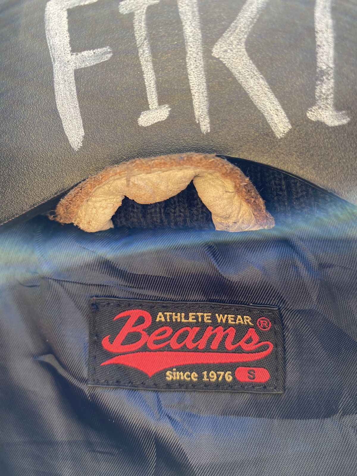 Beams Plus Vintage Beams Flip Collar Leather Sleeve Varsity Jacket Size US S / EU 44-46 / 1 - 4 Thumbnail
