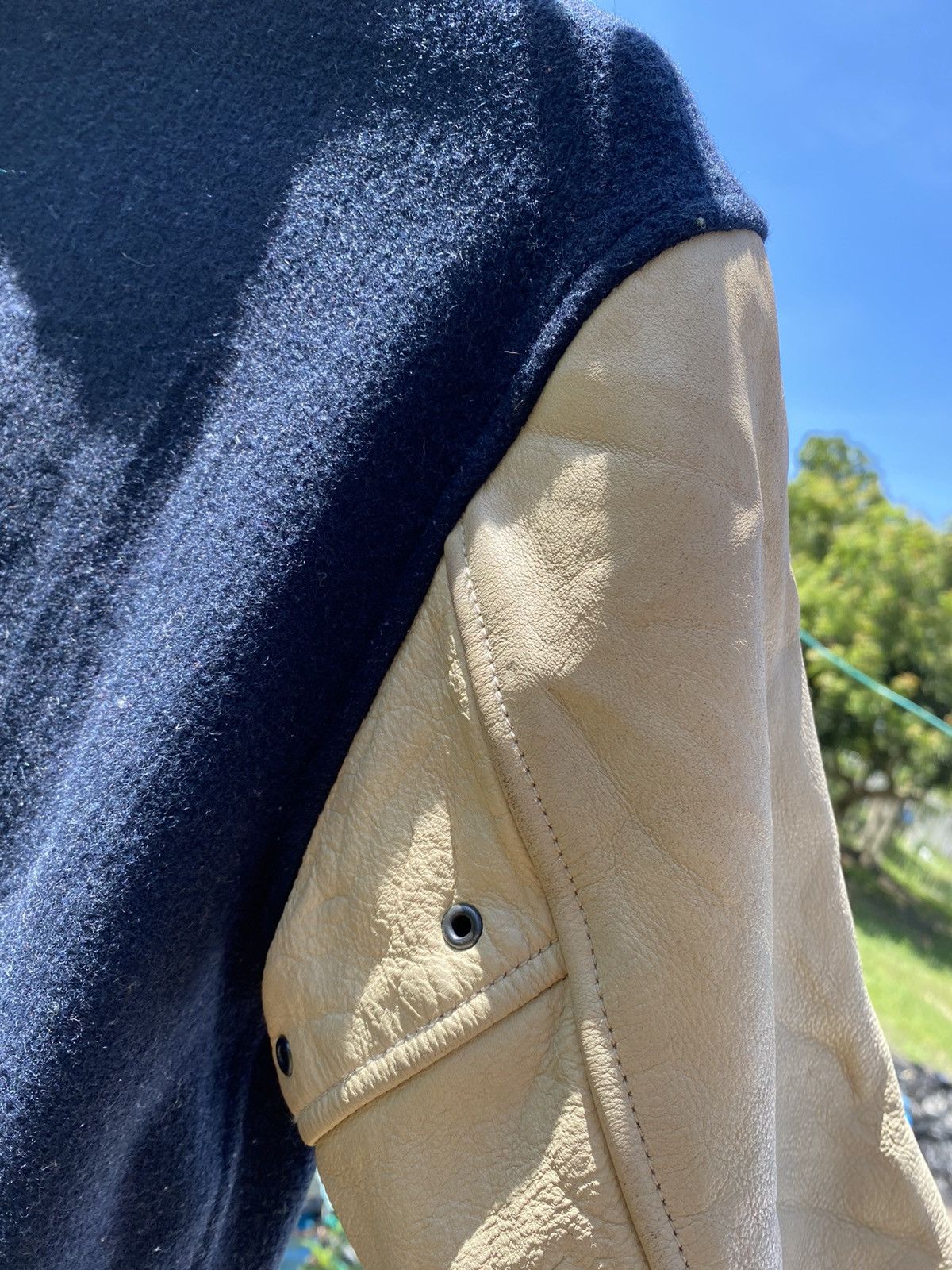 Beams Plus Vintage Beams Flip Collar Leather Sleeve Varsity Jacket Size US S / EU 44-46 / 1 - 12 Thumbnail