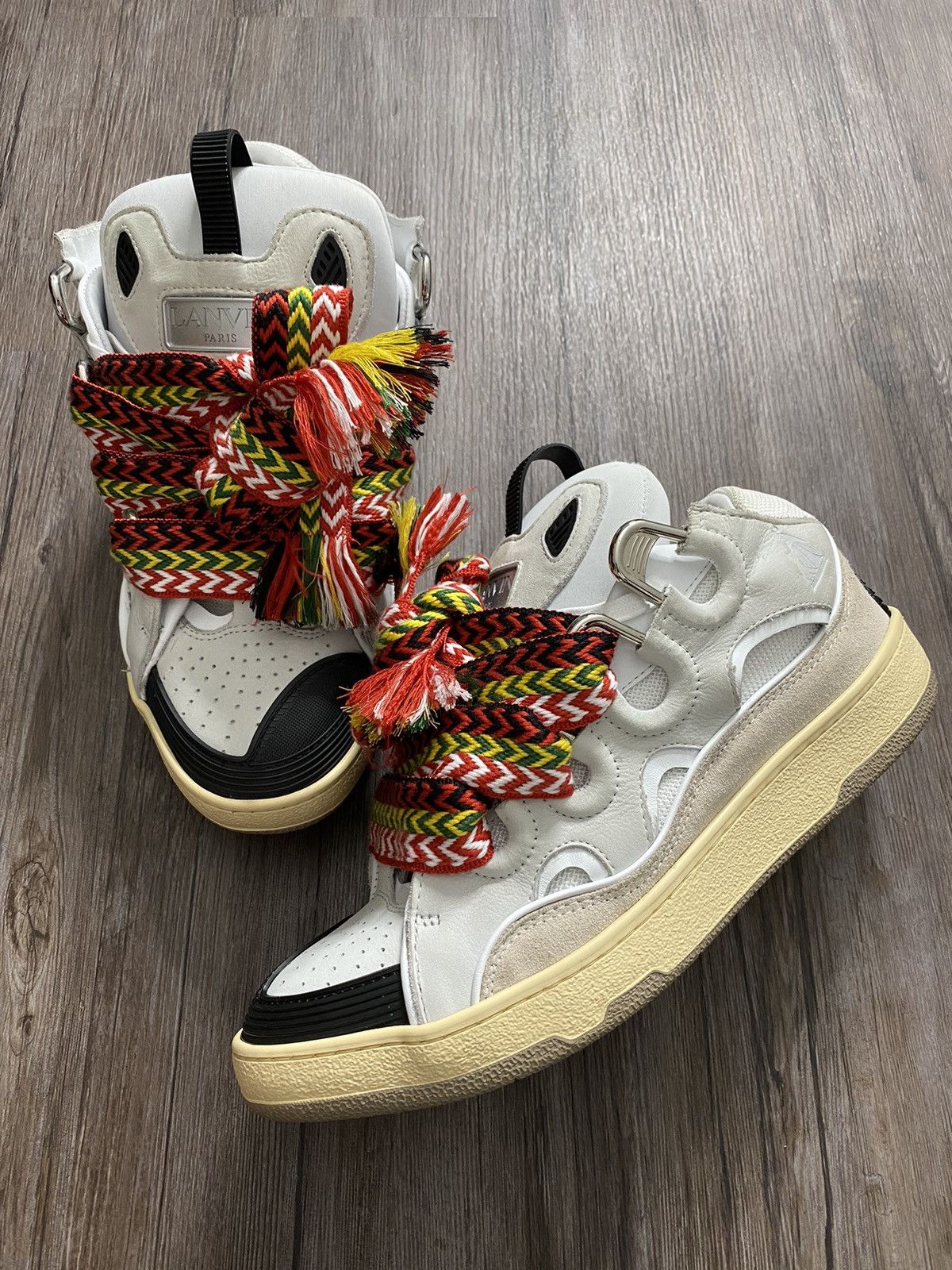【18％OFF】 Lanvin 43 Size Sneakers Curb Leather Ivory 🦇Lanvin🦇White 靴