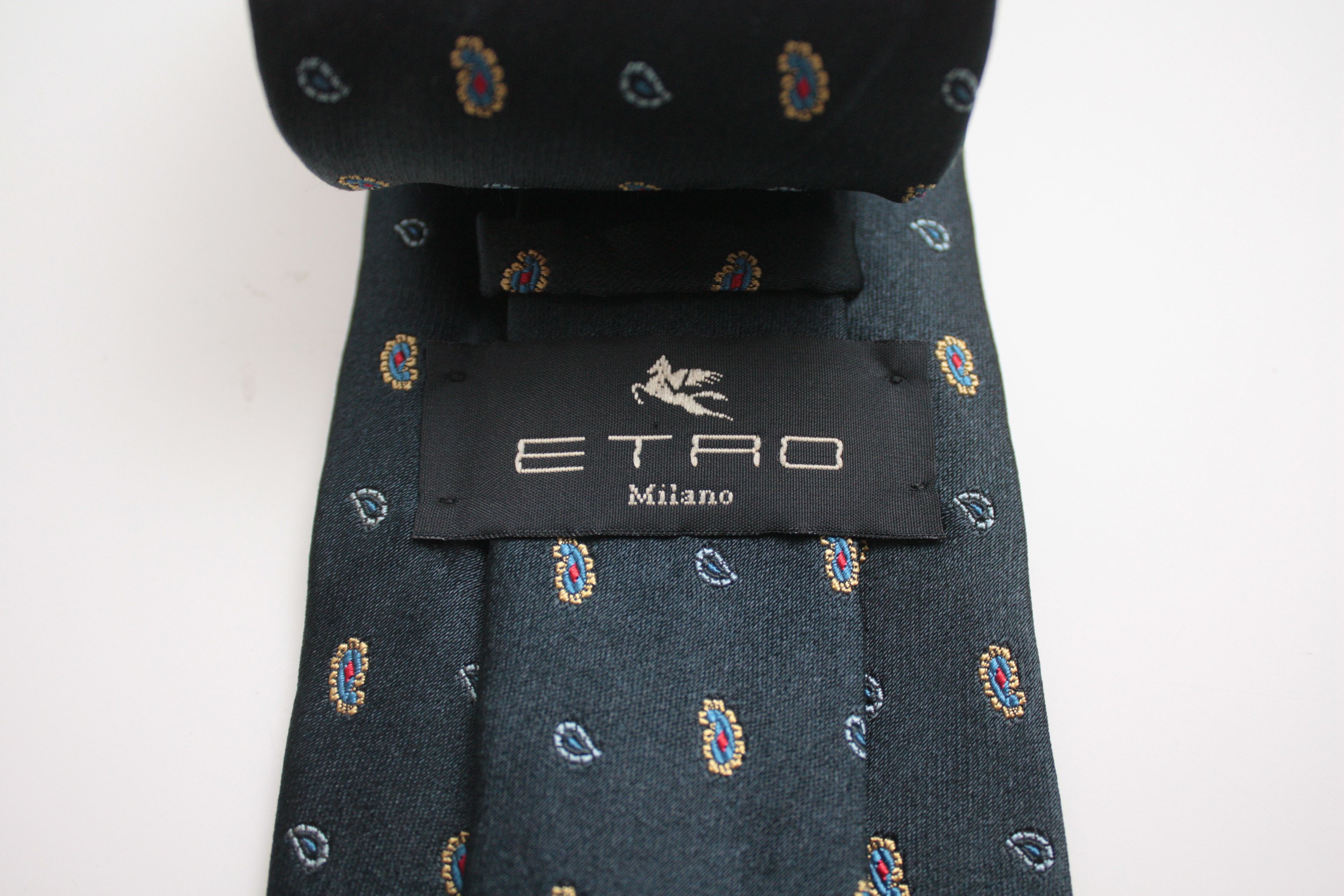 Etro Etro Navy Silk Tie Made In Italy Size ONE SIZE - 2 Thumbnail
