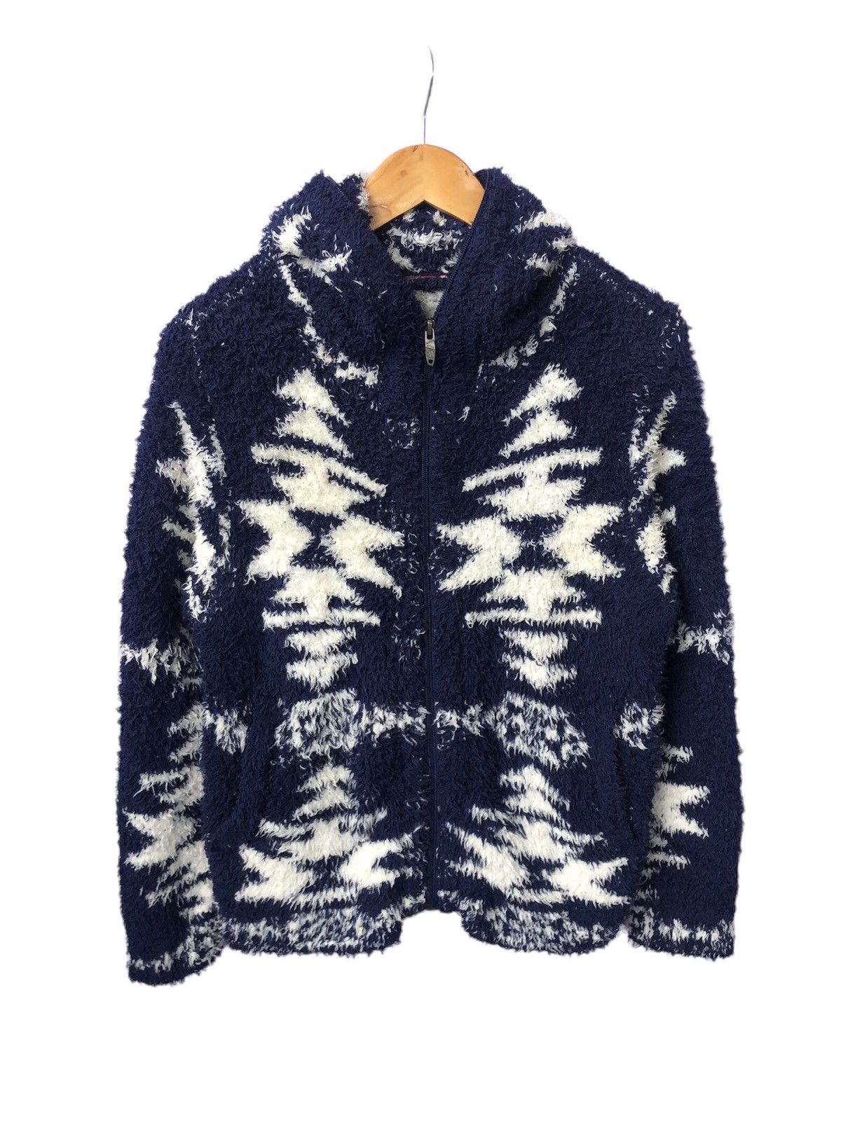 image of Gotcha Mohair Full Zip Hoodie in Blue White, Men's (Size Small)